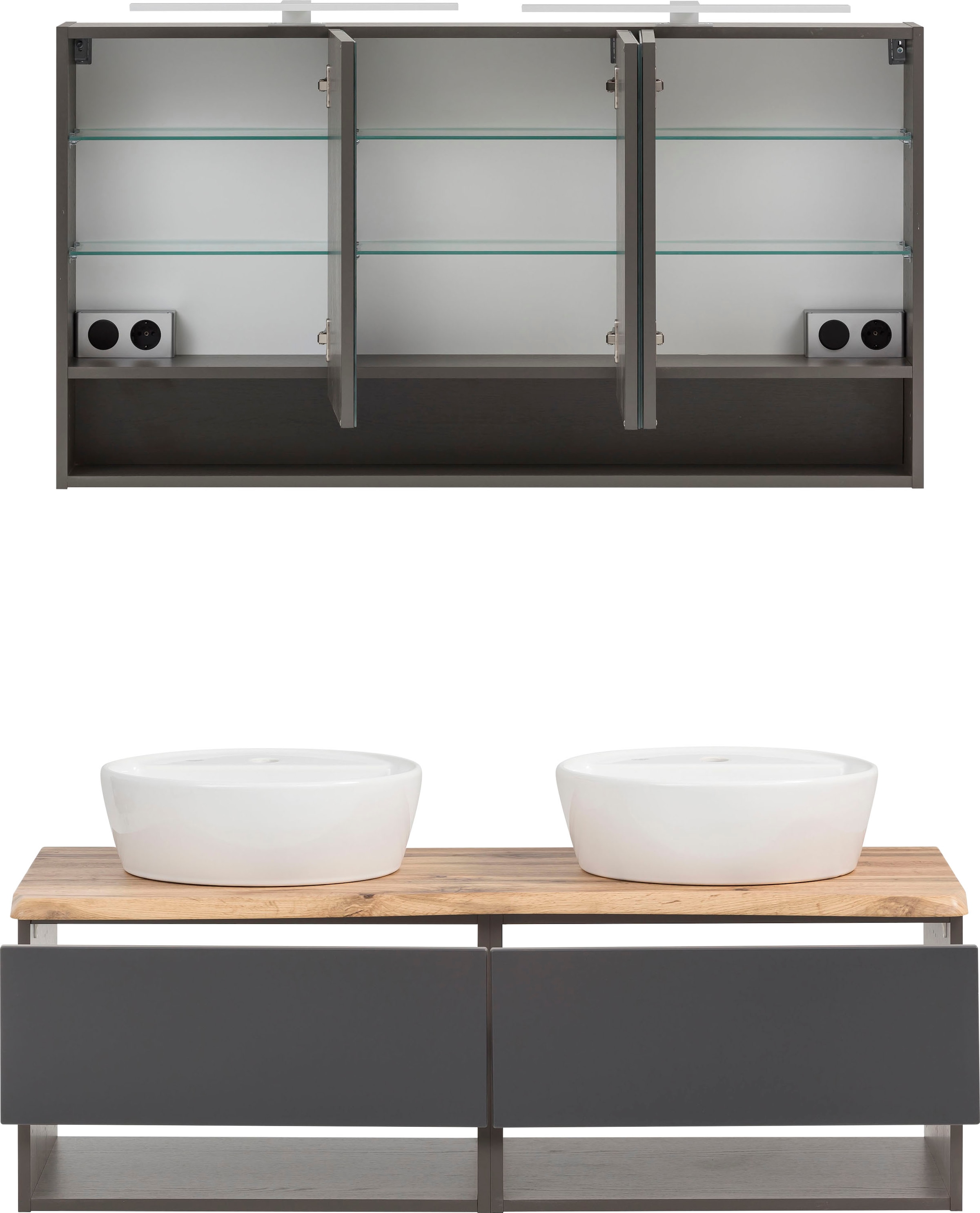 welltime Badmöbel-Set "Stubach" Spiegelschrank und Waschtisch, 2 Stk. tlg. günstig online kaufen