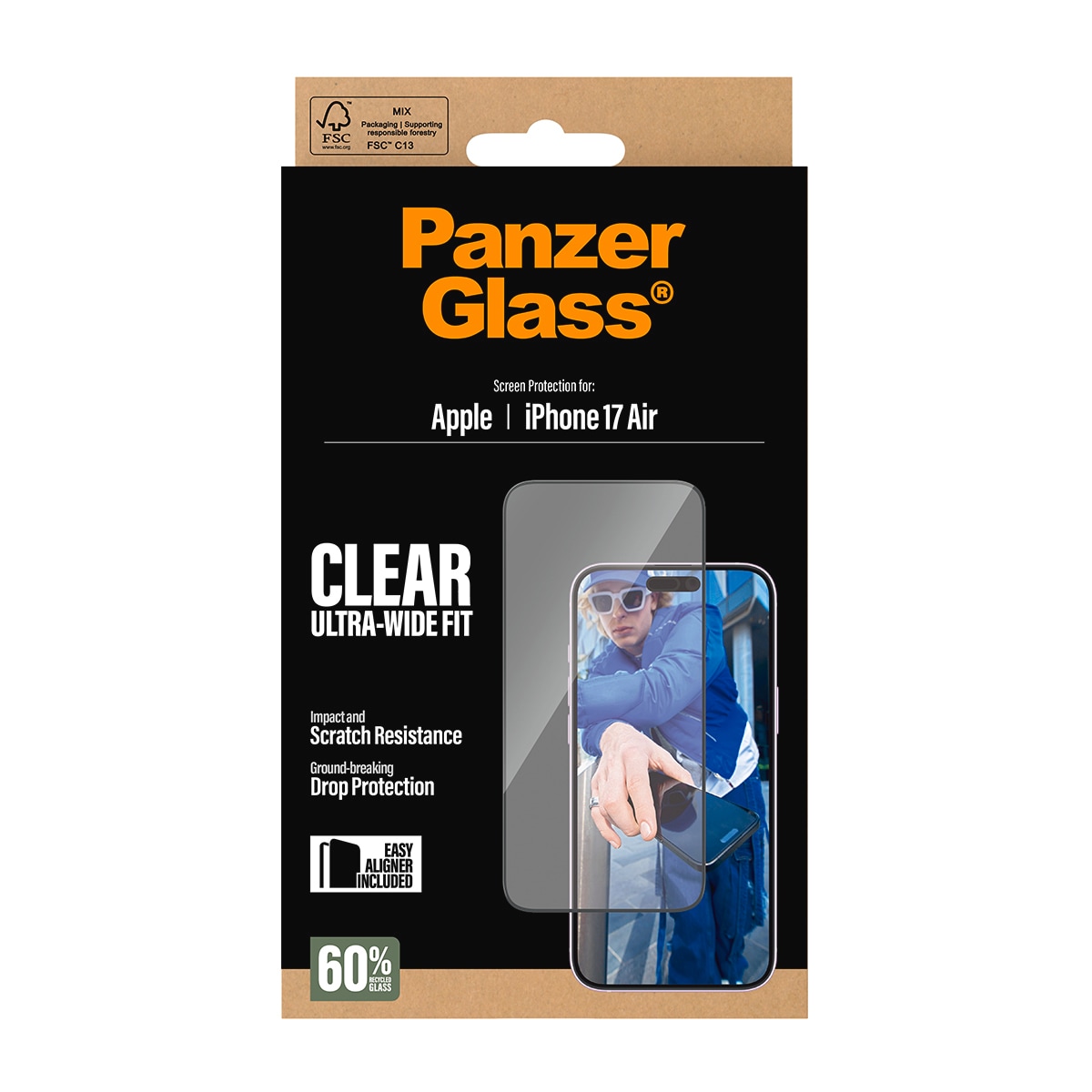 CARE by PanzerGlass Displayschutzglas »Ultra-Wide Fit Screen Protector«, für Apple iPhone Air, Displayschutzfolie, Schutzfolie, Bildschirmschutz, kratz- & stoßfest