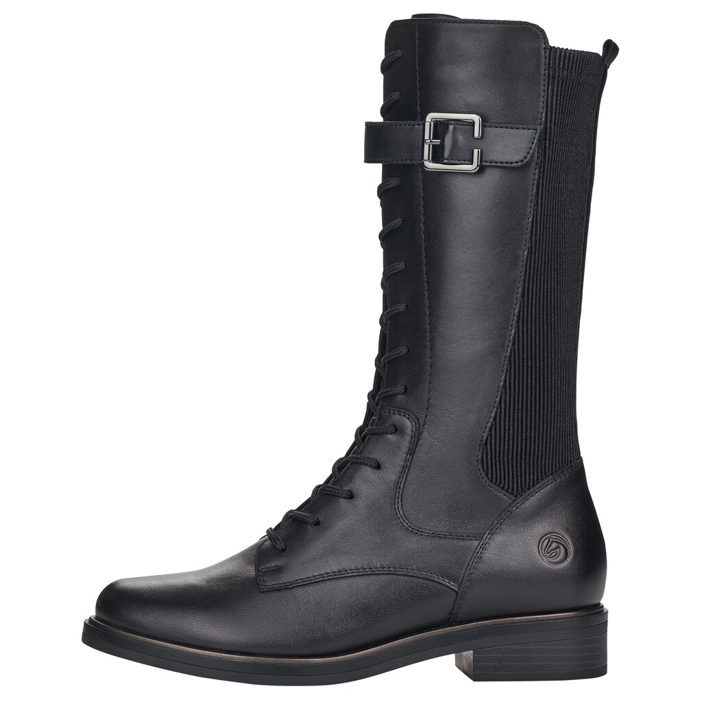 Schuhe Stiefel Remonte Schnürstiefel, mit breitem Stretcheinsatz schwarz Schuhe Stiefel Remonte Schnürstiefel, mit breitem Stretcheinsatz schwarz