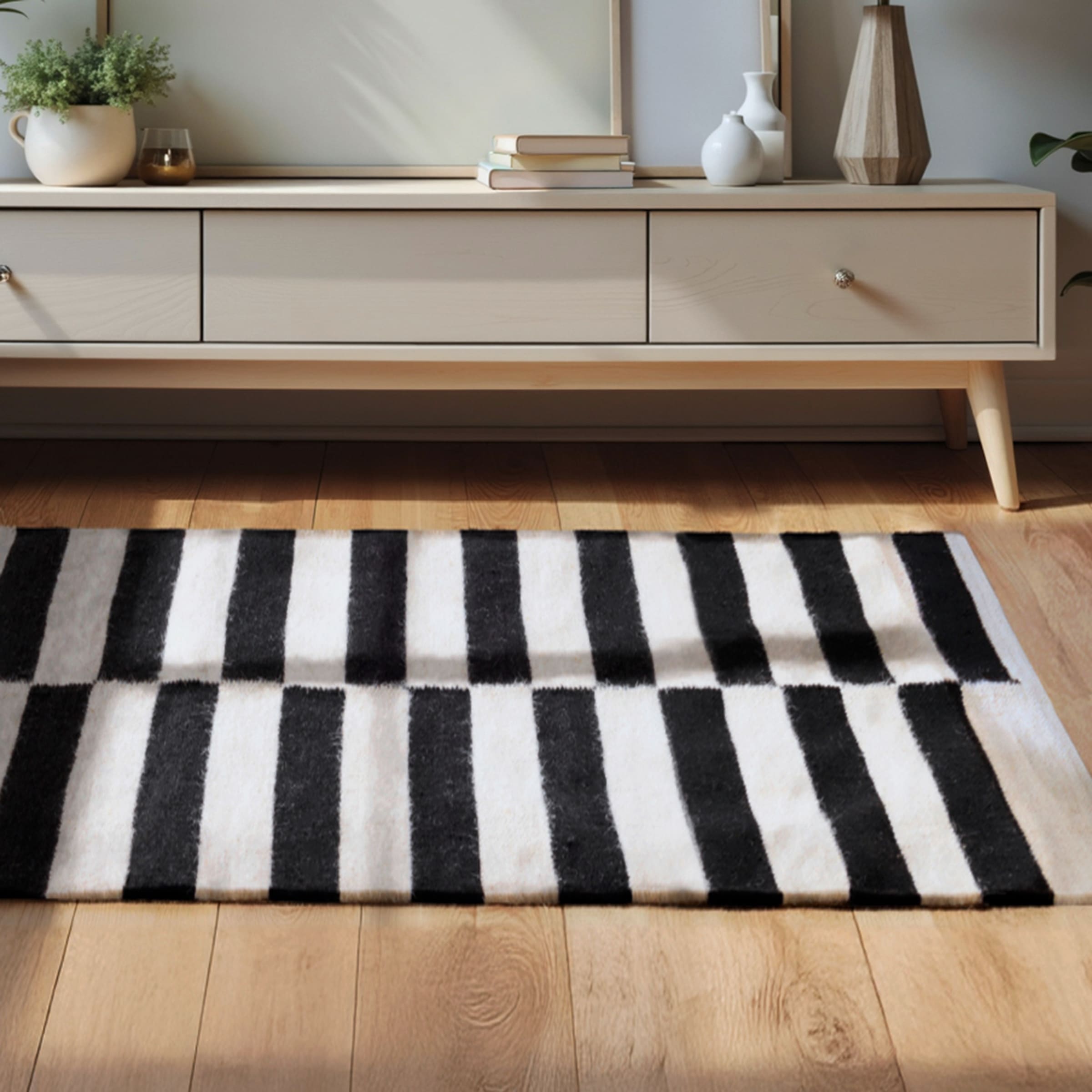 HANSE Home Wollteppich "Donna, schwarz-weiss" rechteckig 5 mm Höhe Handgewe günstig online kaufen