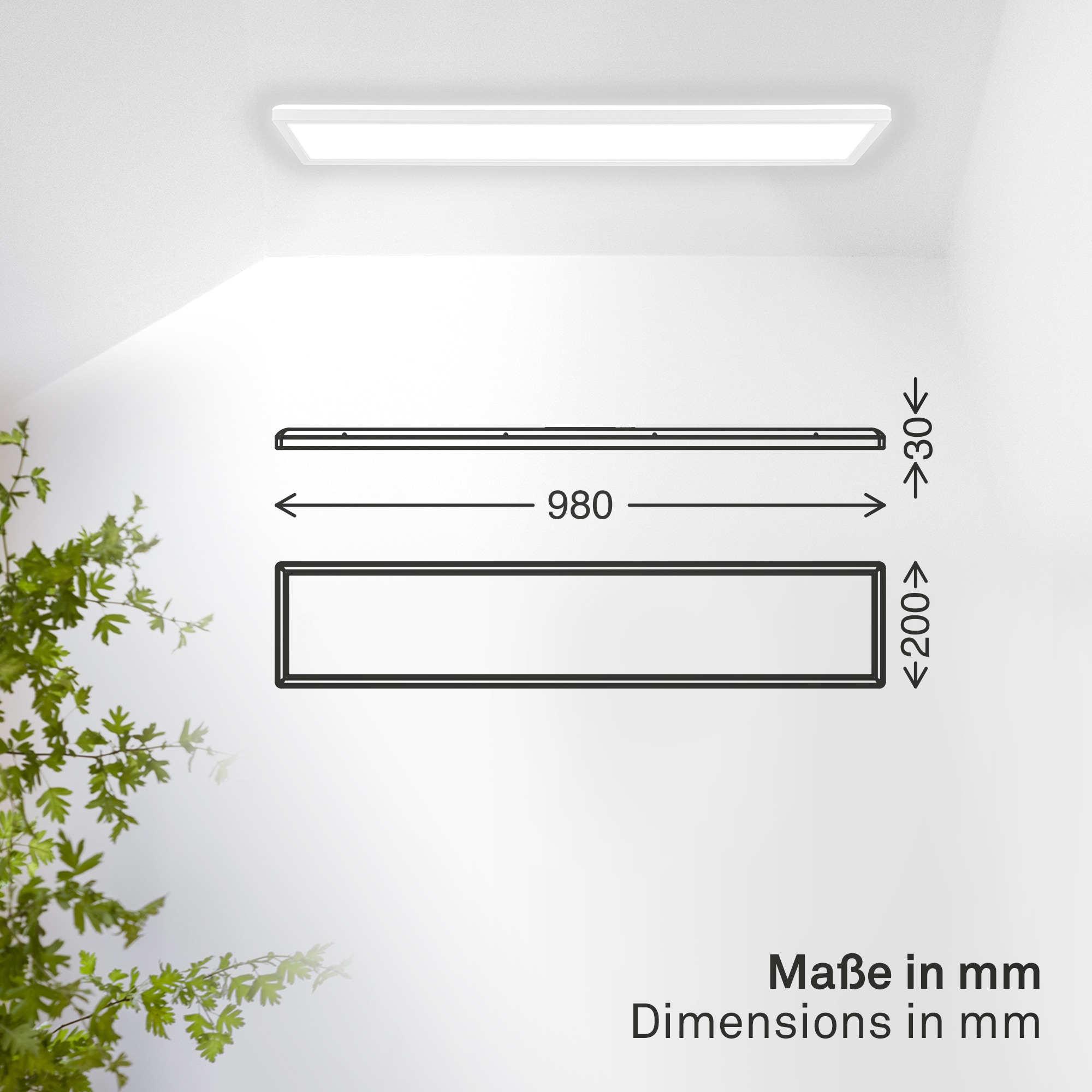 B.K.Licht LED Panel »SHALLOW« LED-Board 1 Stk. Neutralweiß 98x20x3 cm, Badlampe, Badezimmer, Küche, Wohnzimmer