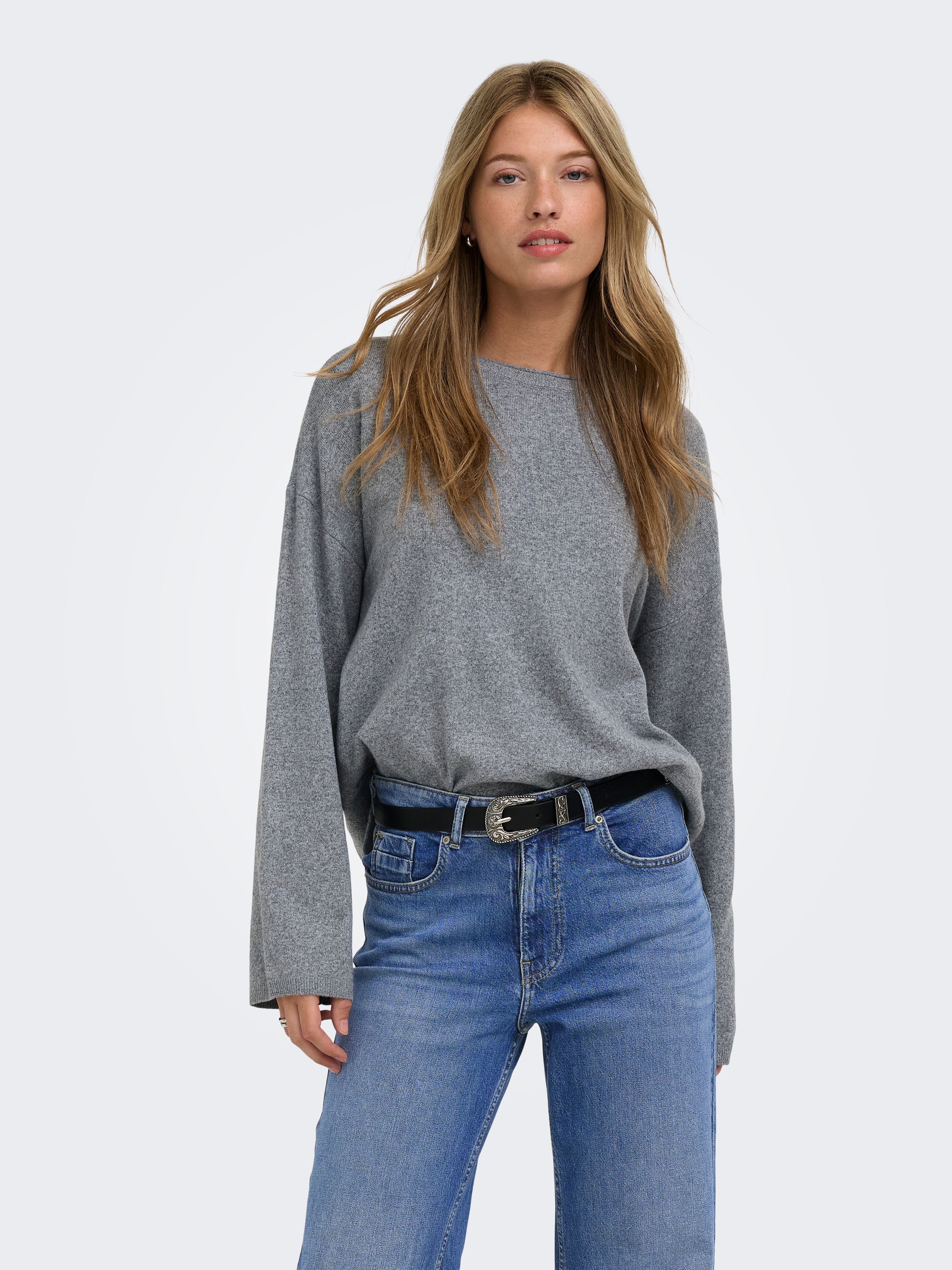 ONLY Strickpullover "ONLLOYAL AMALIO LIFE LS O-NECK KNT NOOS" Materialmix