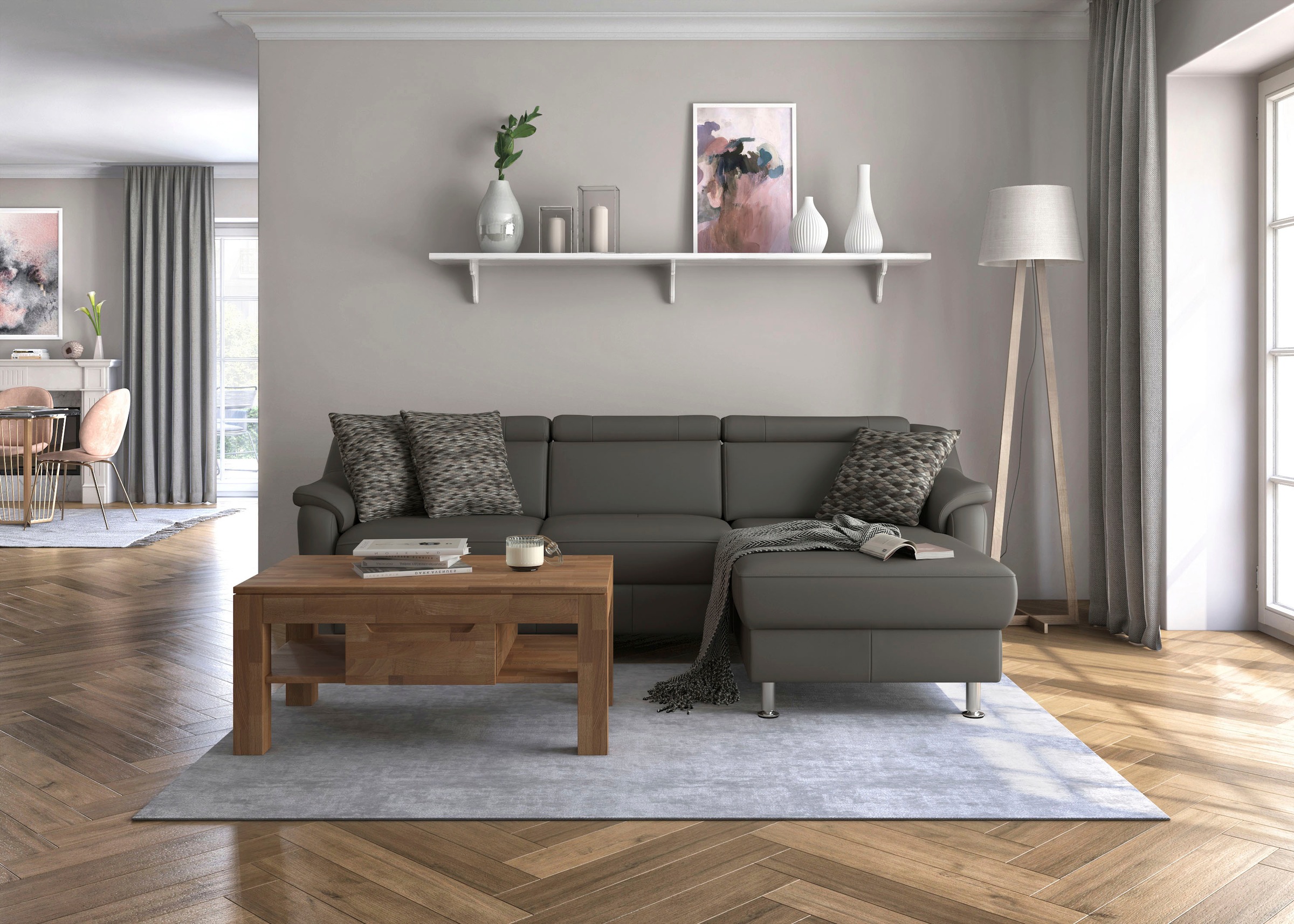 sit&more Ecksofa »Freetown L-Form«, inklusive Kopfteilverstellung und komfortablem Federkern