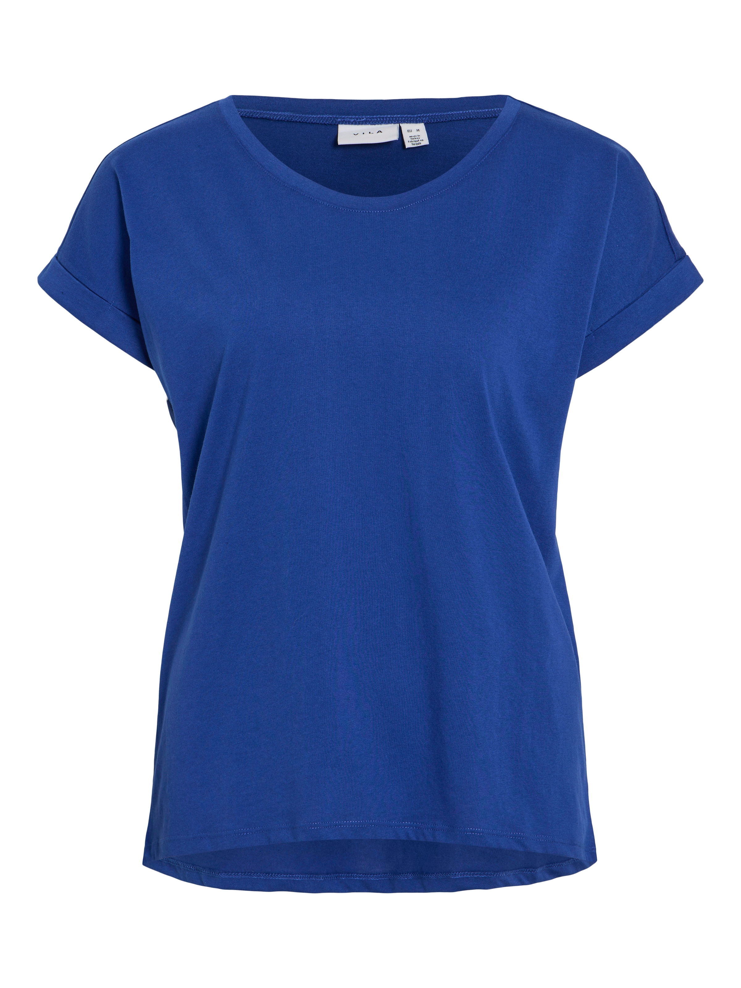 Vila Rundhalsshirt »VIDREAMERS NEW PURE T-SHIRT/SU-NOOS«, Basic Damen-T-Shirt mit Rundhalsausschnitt und umgeschlagenen Ärmeln