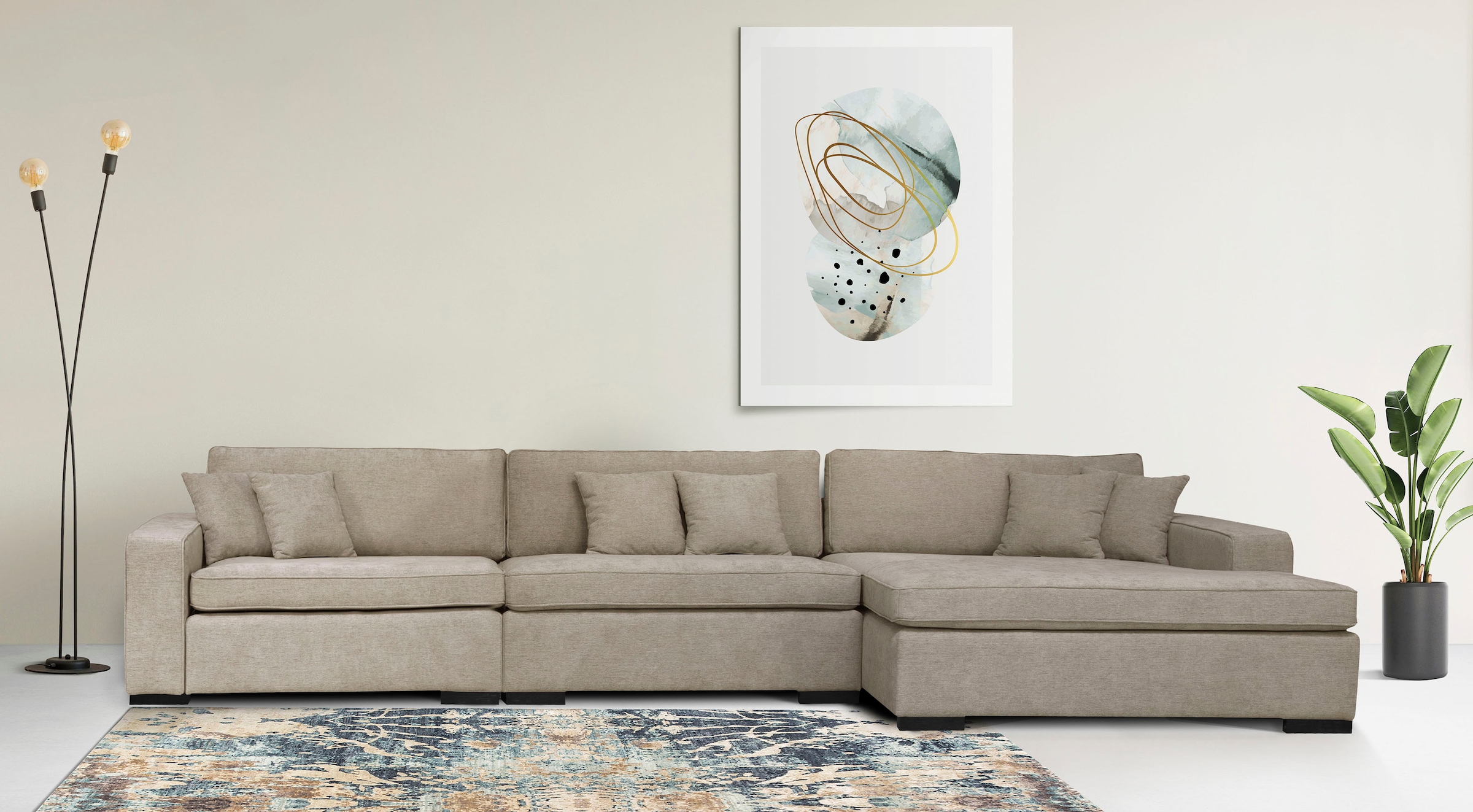Home affaire Ottomane "Skara L-Form", Lounge-Sofa mit Federkernpolsterung, günstig online kaufen