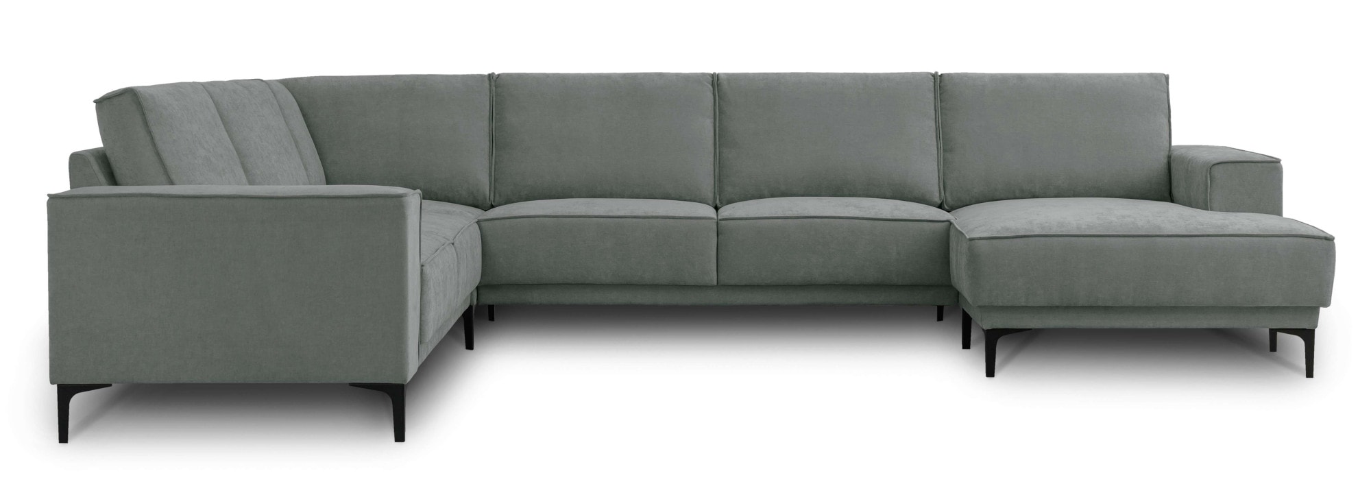 Places of Style Wohnlandschaft »XXL Sofa Oland, Struktur, Flachgewebe, Luxus-Microfaser, Boucle«, U-Form, 342 cm, Wellenunterfederung, Skandi-Design, Metallfüße