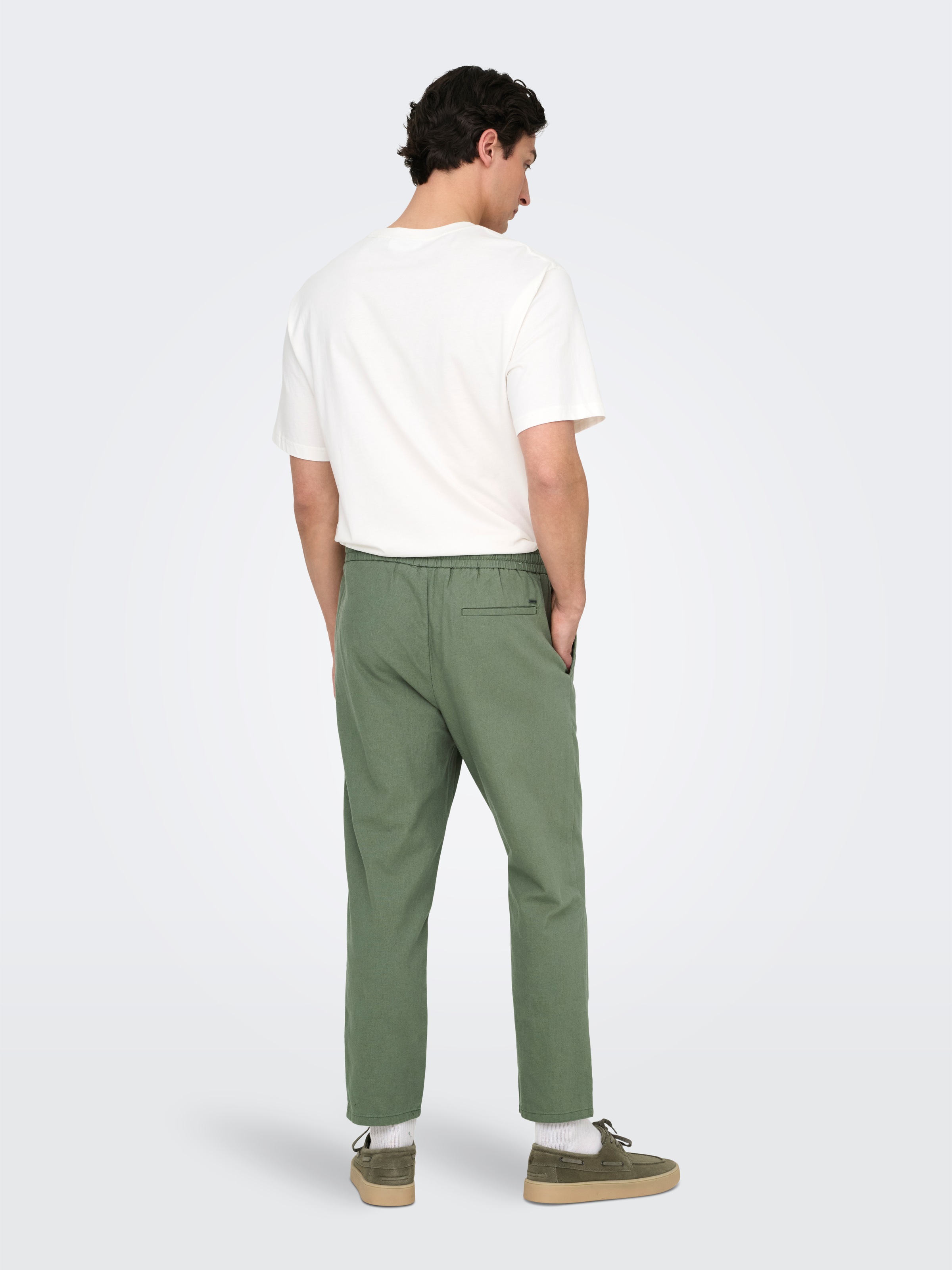 ONLY & SONS Schlupfhose »ONSLINUS CROP 0007 COT LIN PNT NOOS«  Baumwolle mit Leinen, Gummizug und Kordel