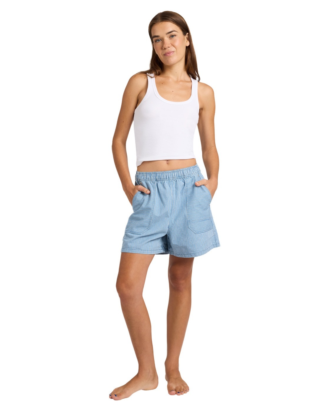 Roxy Short En Jean Stay Wavy Coconut Milk Denim Stripe L Femme 3