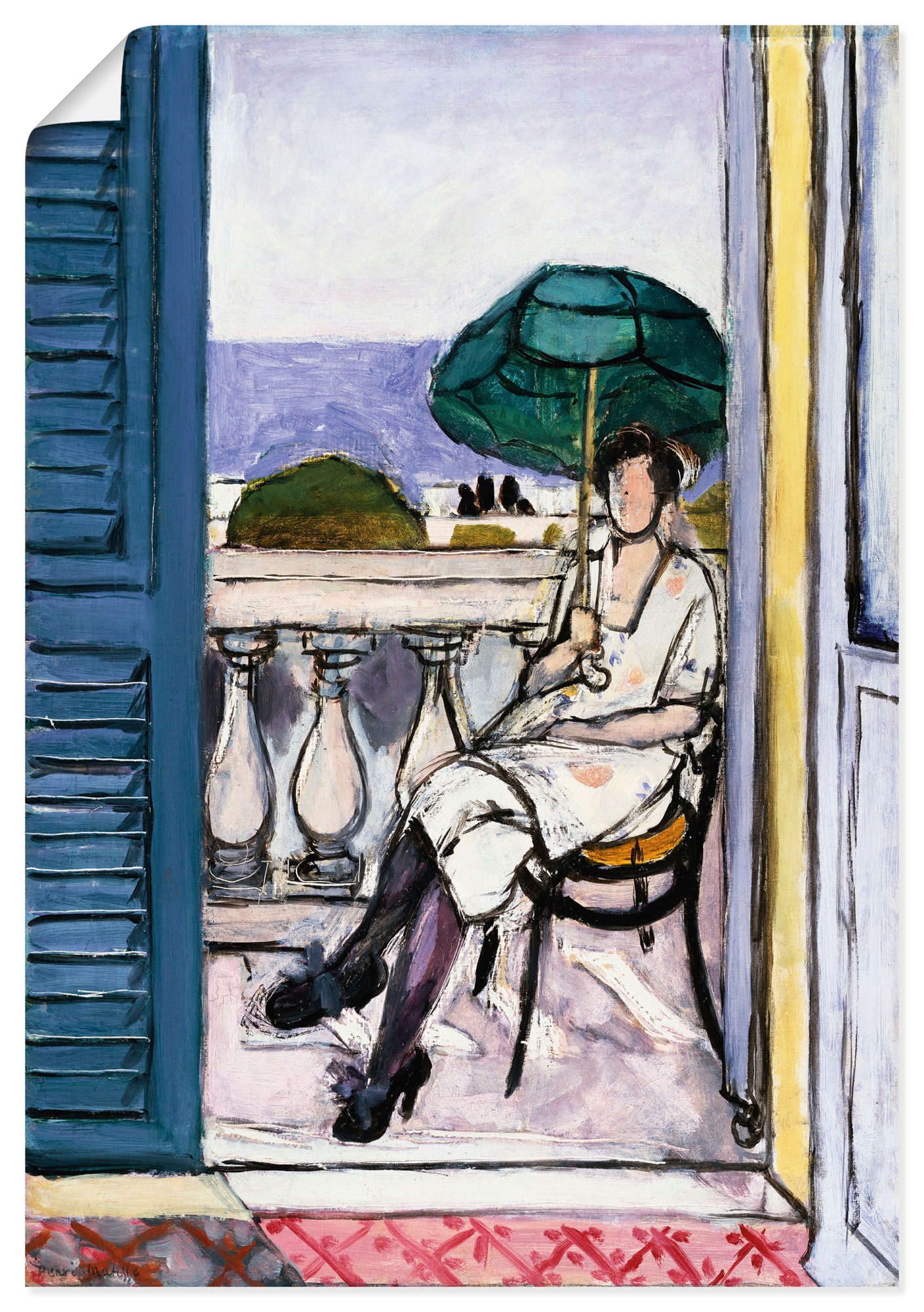 Wandbild ARTLAND "Frau auf einem Balkon. 1919-20", farbe bild(er): farbig, B:90cm H:130cm, Papier, Bilder, als Alubild, Leinwandbild, Poster, Wandaufkleber in verschied. Größen