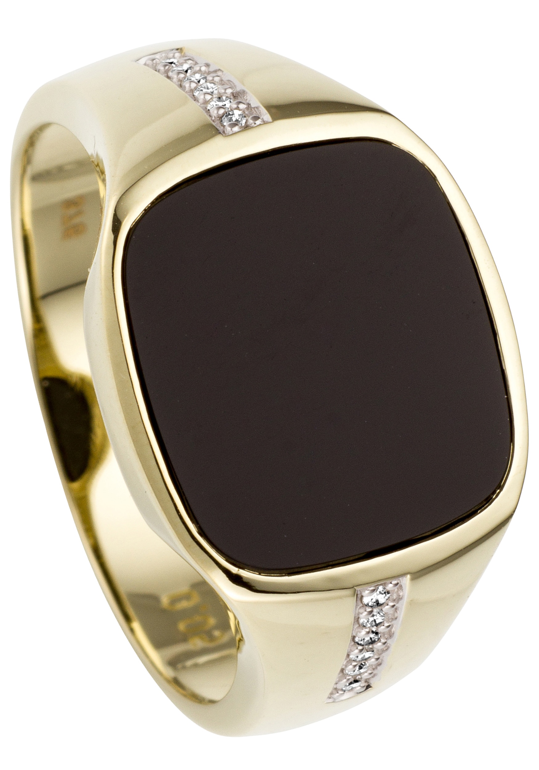 JOBO Fingerring »Ring mit Onyx und 12 Diamanten«, 585 Gold bicolor