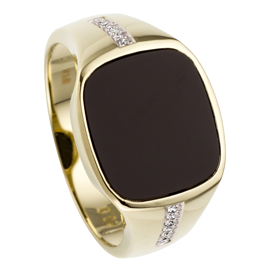JOBO Fingerring »Ring mit Onyx und 12 Diamanten«