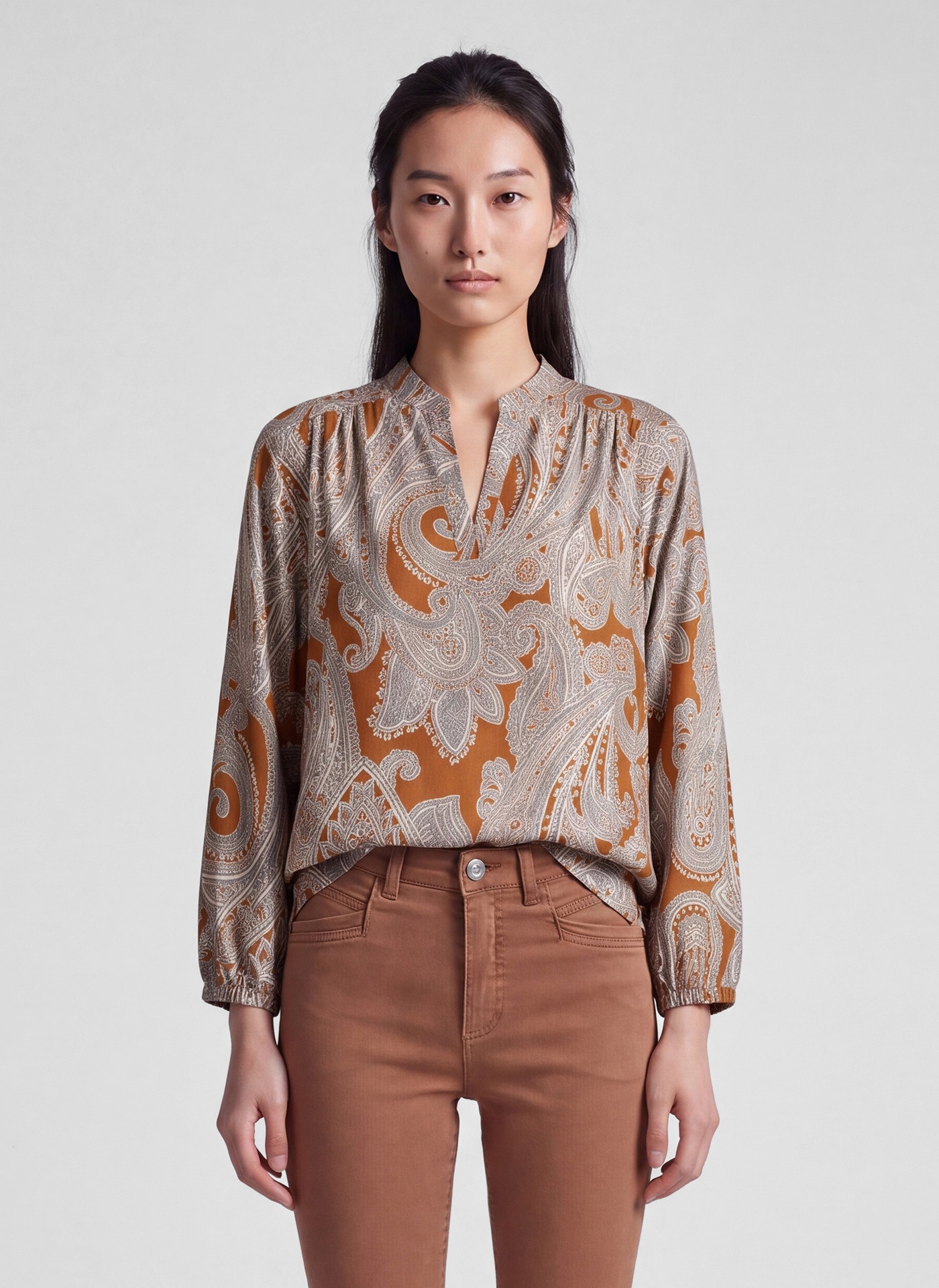RABE Damen Klassische Bluse "Bluse", braun, Gr. 46, Paisley, Obermaterial: 84% Viskose, 16% Polyamid, Blusen