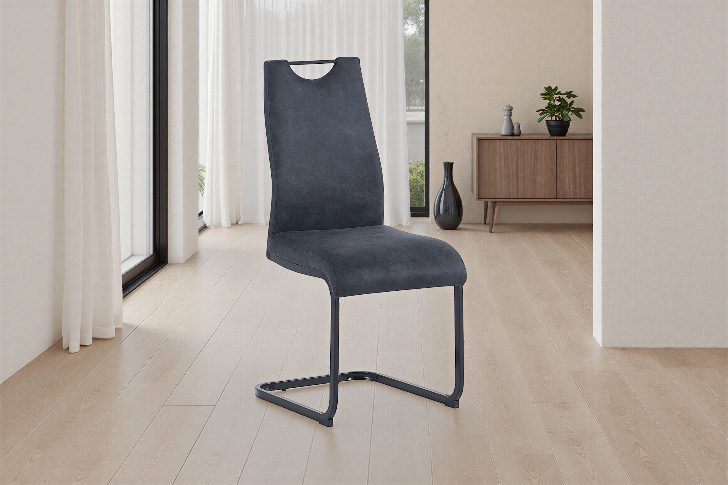 byLIVING Freischwinger »CAPRI« (Set) 2 Stk.Microfaser, bis 110 kg, Schaumstoff, Schwingstuhlgestell, mit Griff