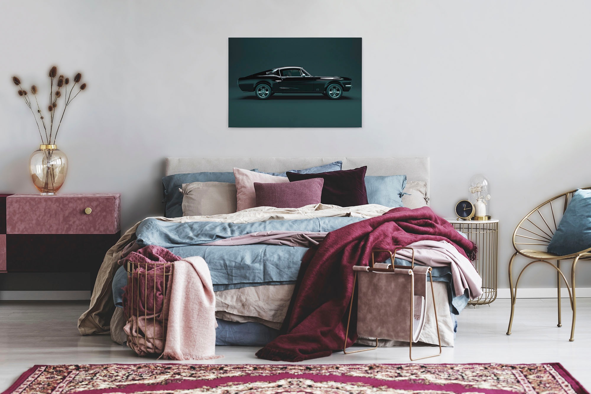 A.S. Création Leinwandbild »mustang«, Kunst-Auto-Kinder, (1 St.), Keilrahmen Bild Oldtimer Auto Leinwand-Bild Wohnzimmer modern Wandbild