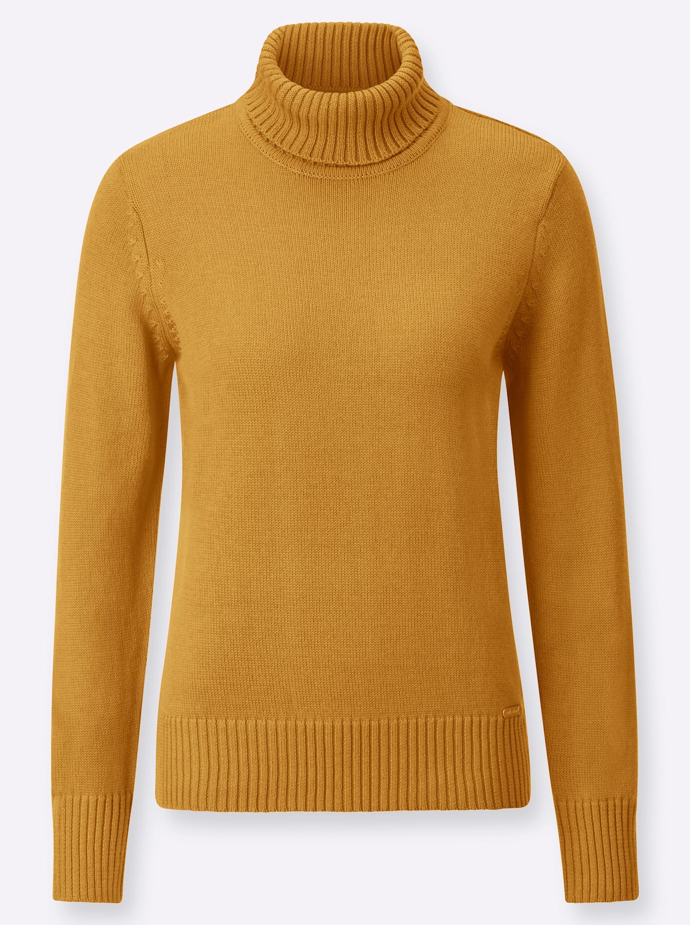 Rollkragenpullover CASUAL LOOKS "Pullover", Damen, Gr. 52, gelb (maisgelb), 50% Baumwolle, 50% Polyacryl, meliert, unifarben, figurumspielend, Pullover Rollkragenpullover 3