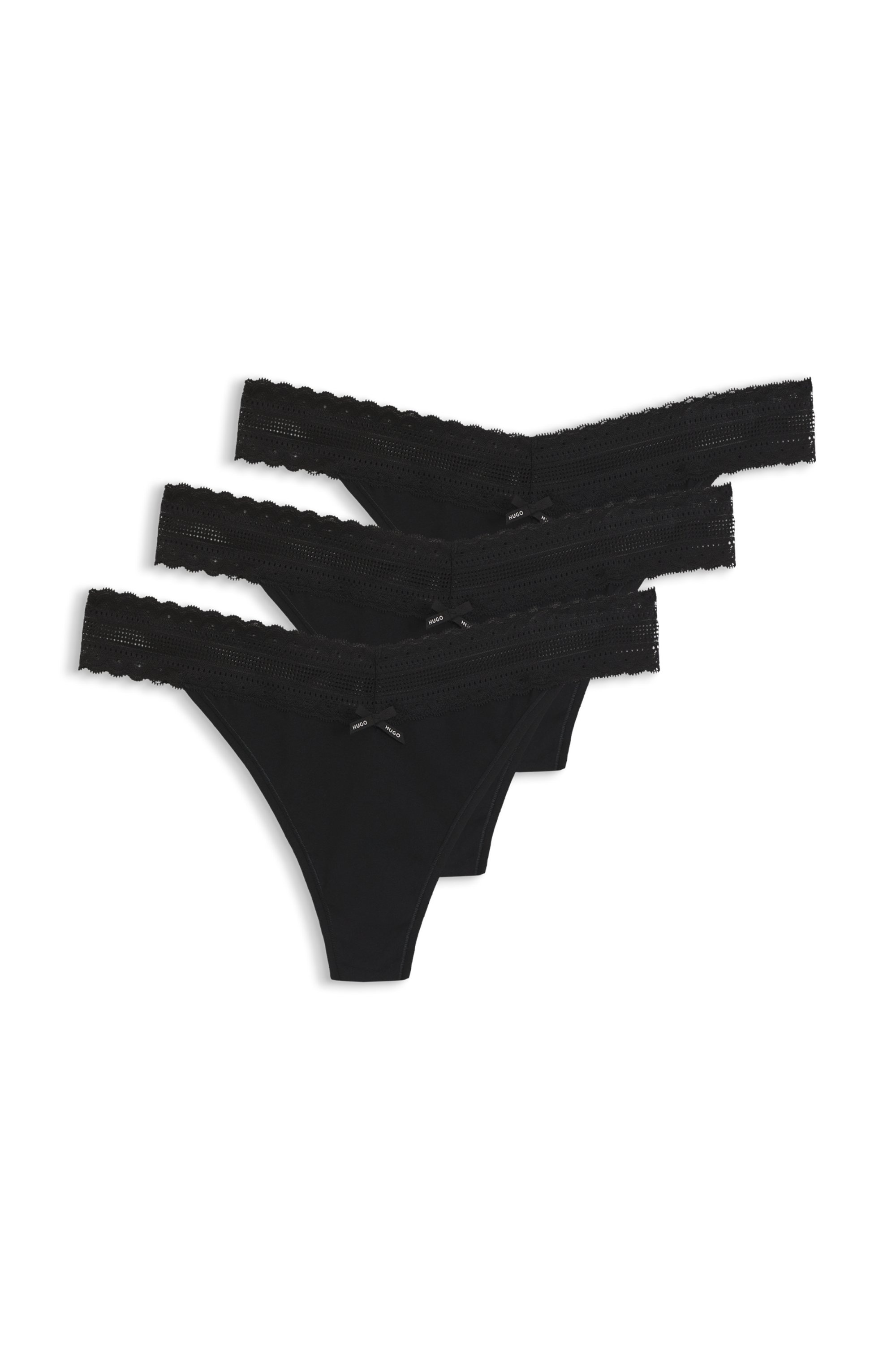 Thumbnail - HUGO Underwear String "Lace" Packung, 3 Stk. mit Spitzeneinsatz