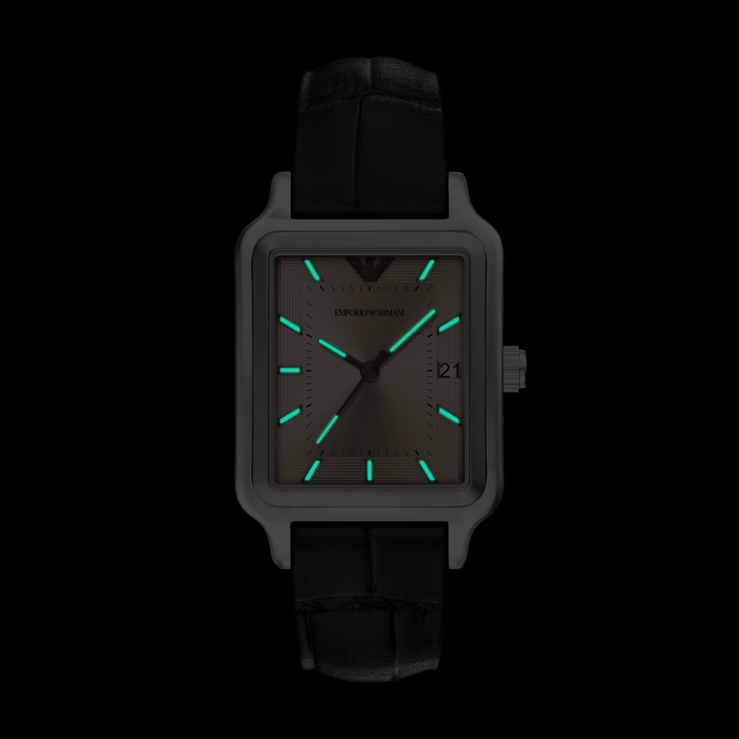 Emporio Armani Quarzuhr Armbanduhr, Damenuhr, Herrenuhr, Lederarmband, analog, Tag