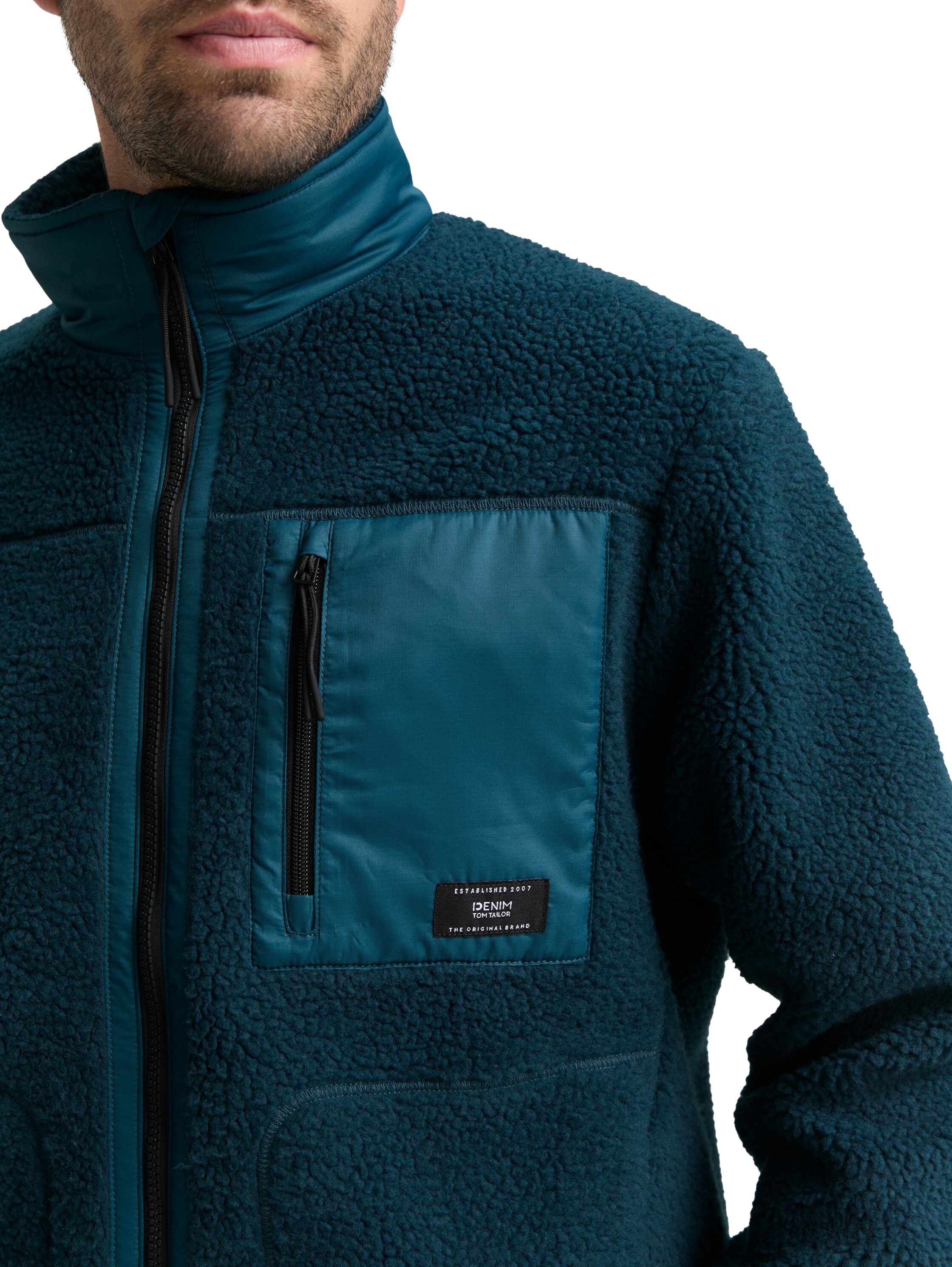 Thumbnail - TOM TAILOR Denim Fleecejacke mit Logo Stickerei