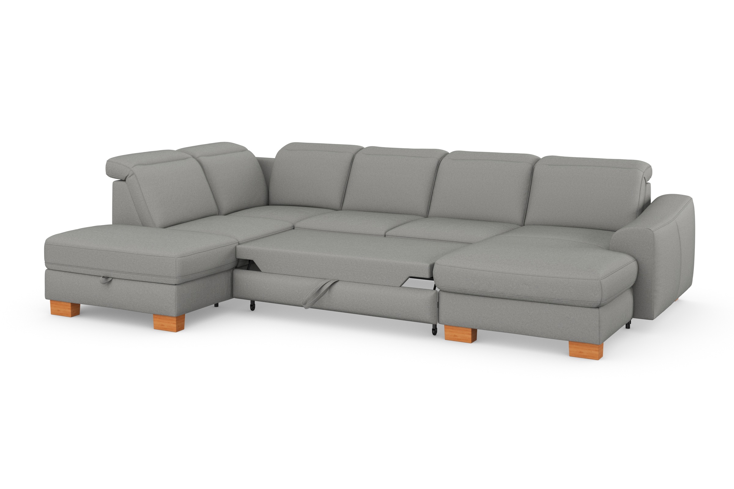 sit&more Wohnlandschaft »Dundee U-Form«, mit Federkern und Massivholzfüßen, wahlweise mit Kopfteilverstellung