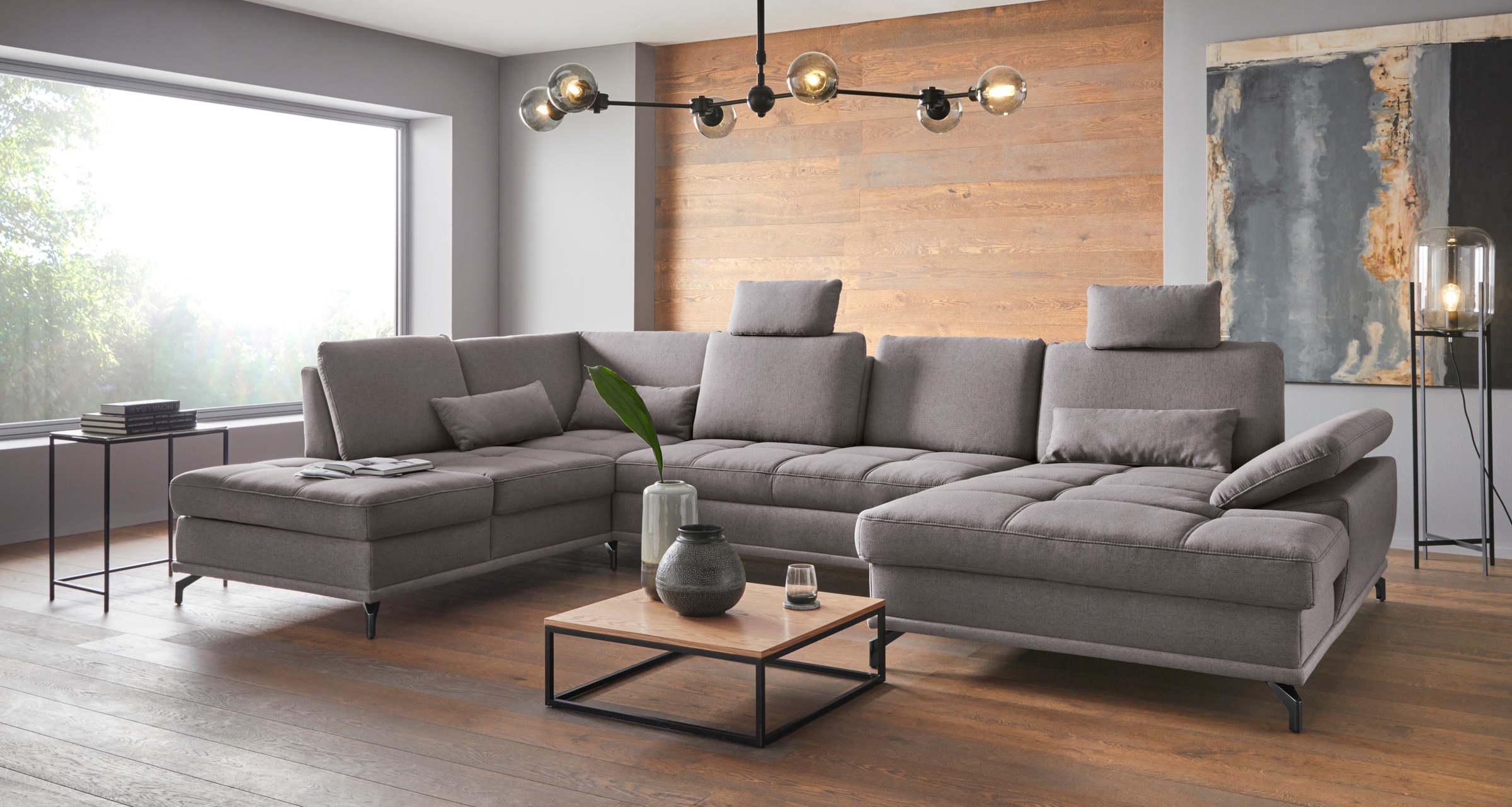 OTTO home Wohnlandschaft "Costello U-Form, B: 363 cm mit Sitztiefen- & Armteilverstellung" optional Schlaffunktion & Bettkasten