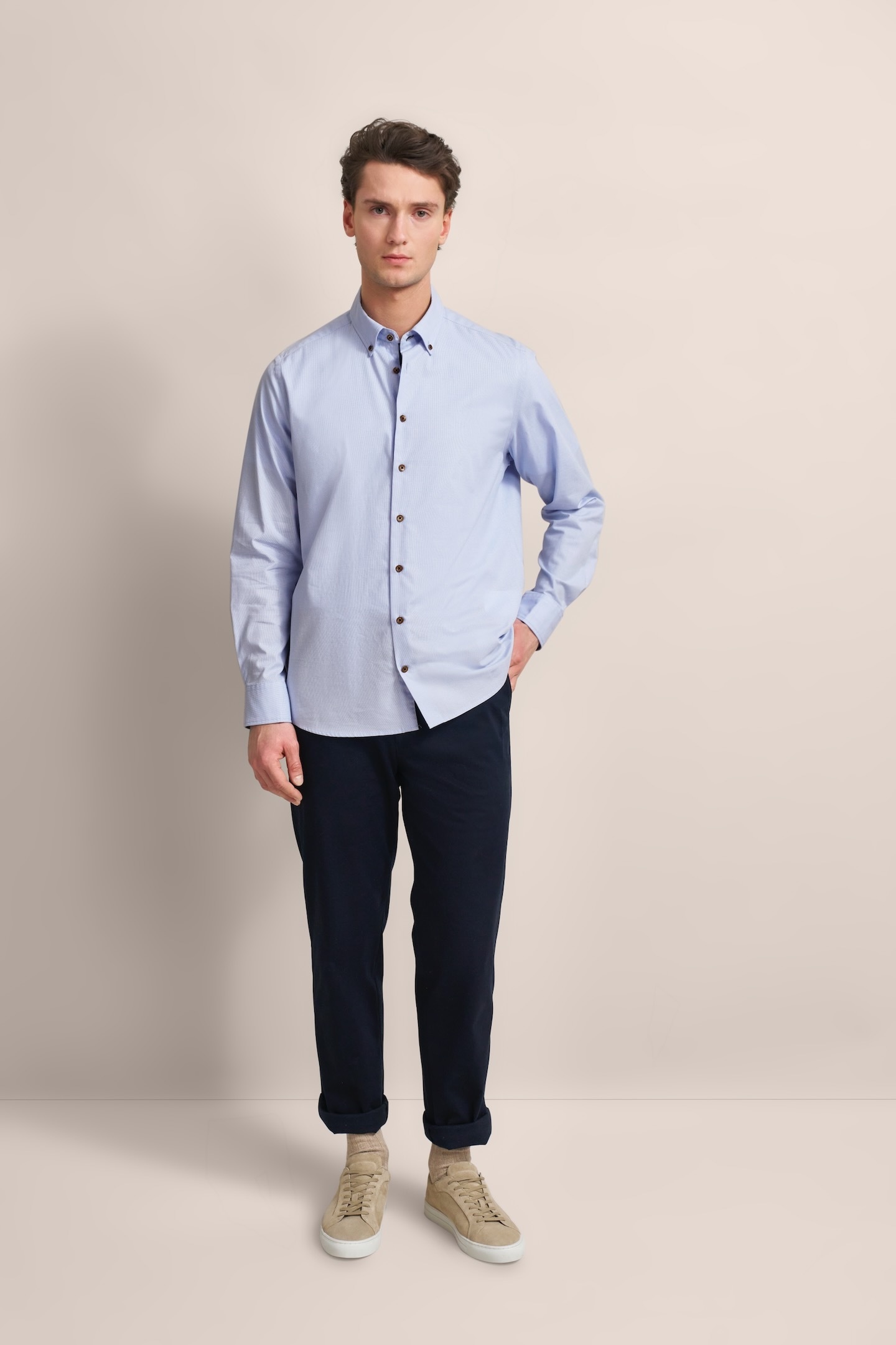 bugatti Langarmhemd, aus 100 % Baumwolle