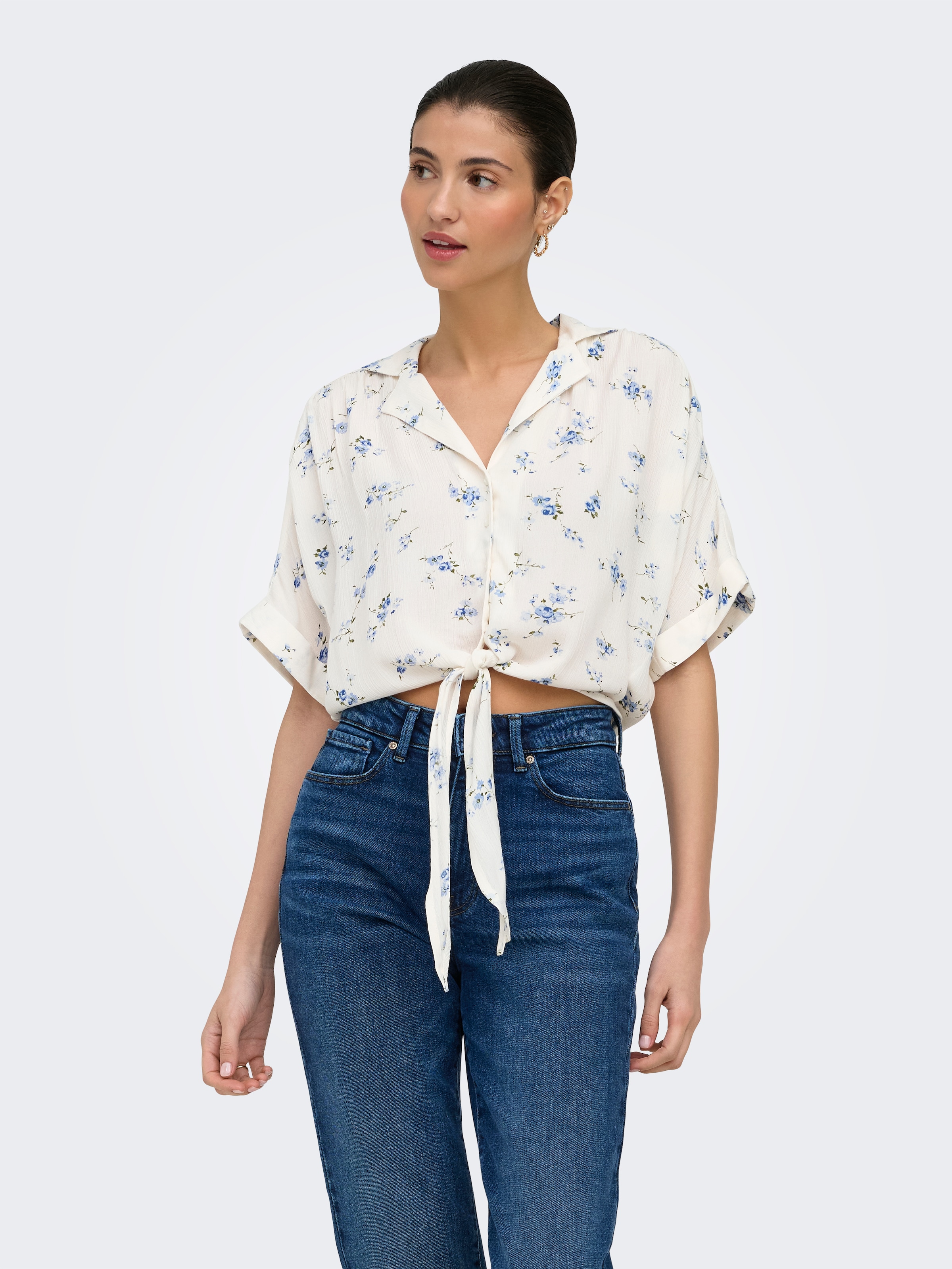 ONLY Kurzarmbluse »ONLPAULA LIFE S/S TIE SHIRT WVN NOOS« Viskose, regular fit