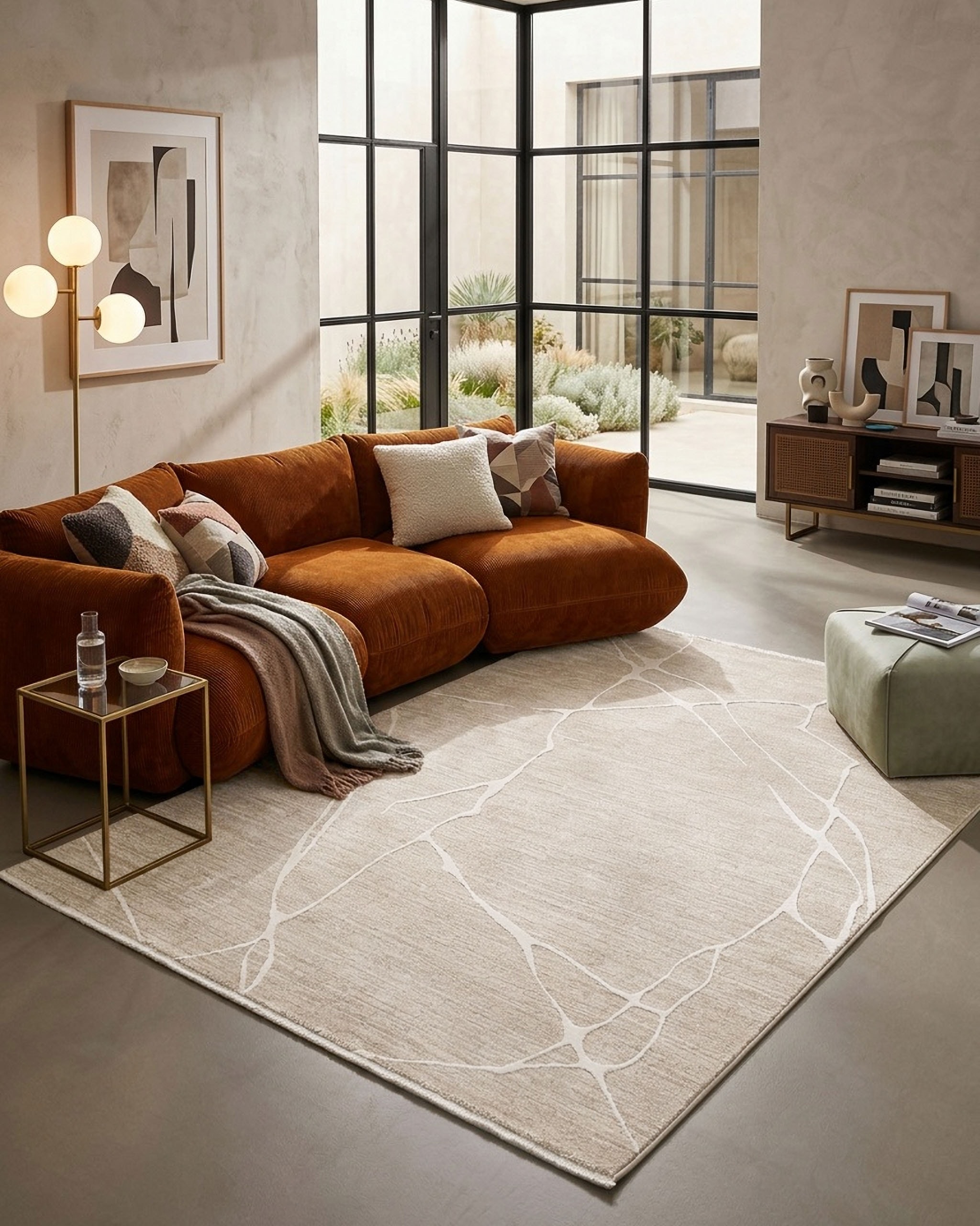Esprit Teppich »Elite« rechteckig 15 mm Höhe Kurzflor, Marmordesign, Hoch-Tief-Effekt, waschbar, Jute-Rücken