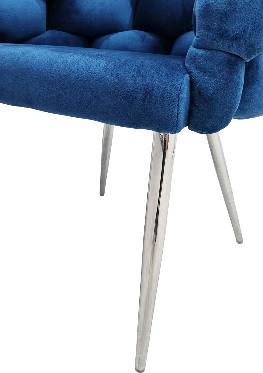 Kayoom Polsterstuhl »Stuhl Grace 125 2er-Set, Gestell aus Eisen, bequem gepolstert«, (Set), 2 St., Graziöses Design, absolutes Eye-Catcher, geflochtener Rücken