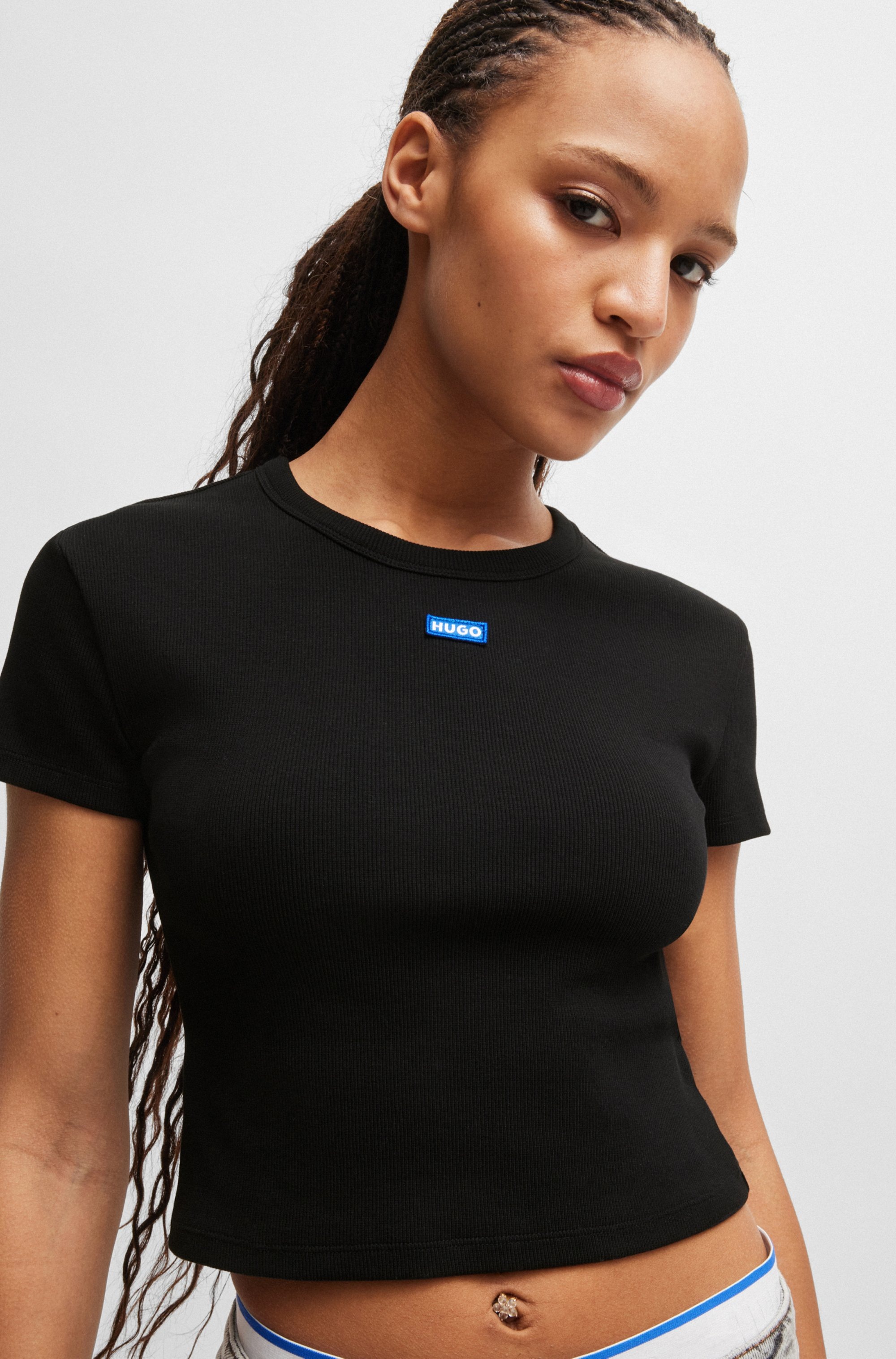 HUGO Blue T-Shirt »Baby Tee_B«, in verkürzter Länge