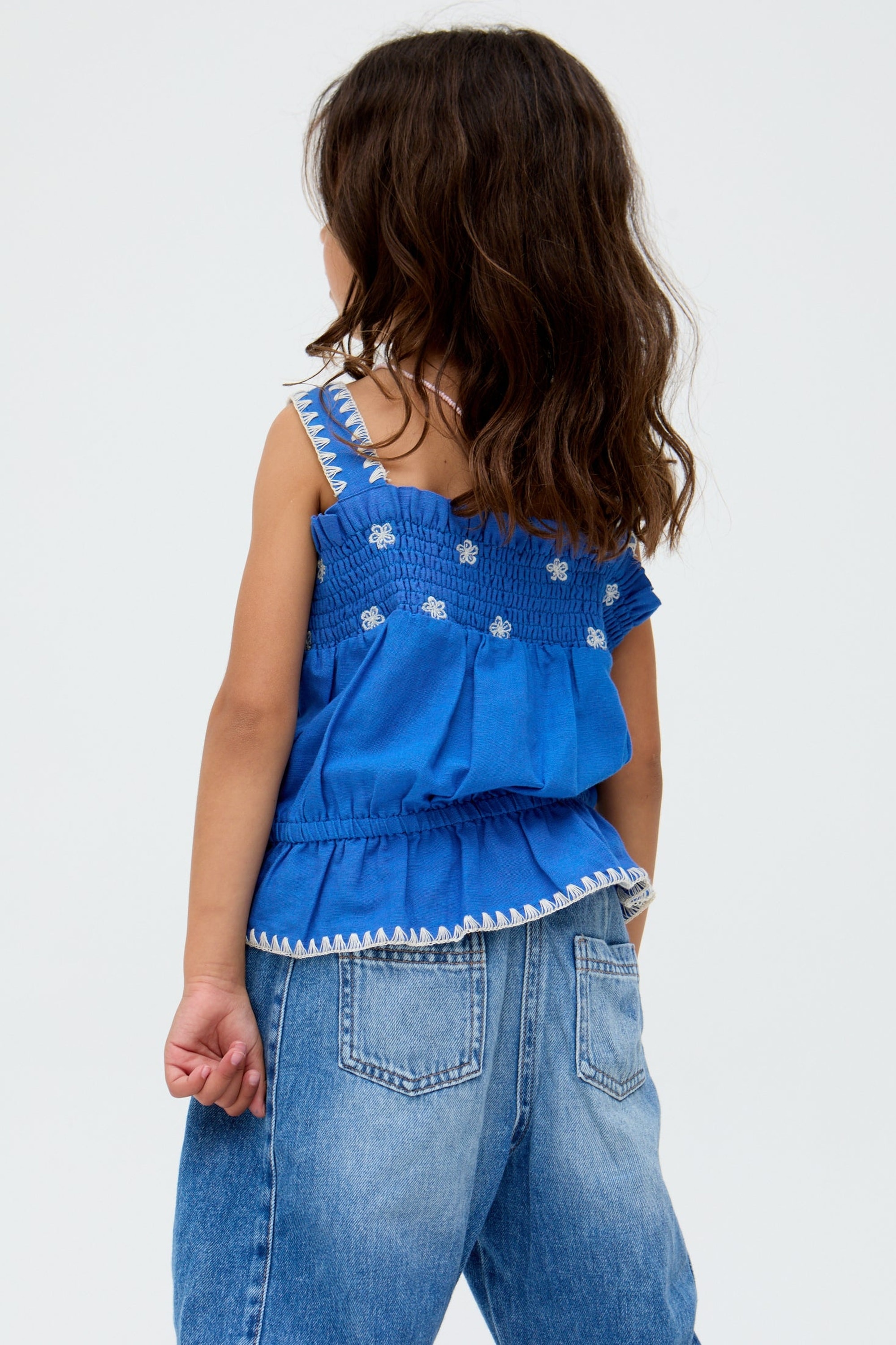 RAFFYA Hemdbluse »Tilly Blanket Stitch Peplum Hem Blouse Mädchen«