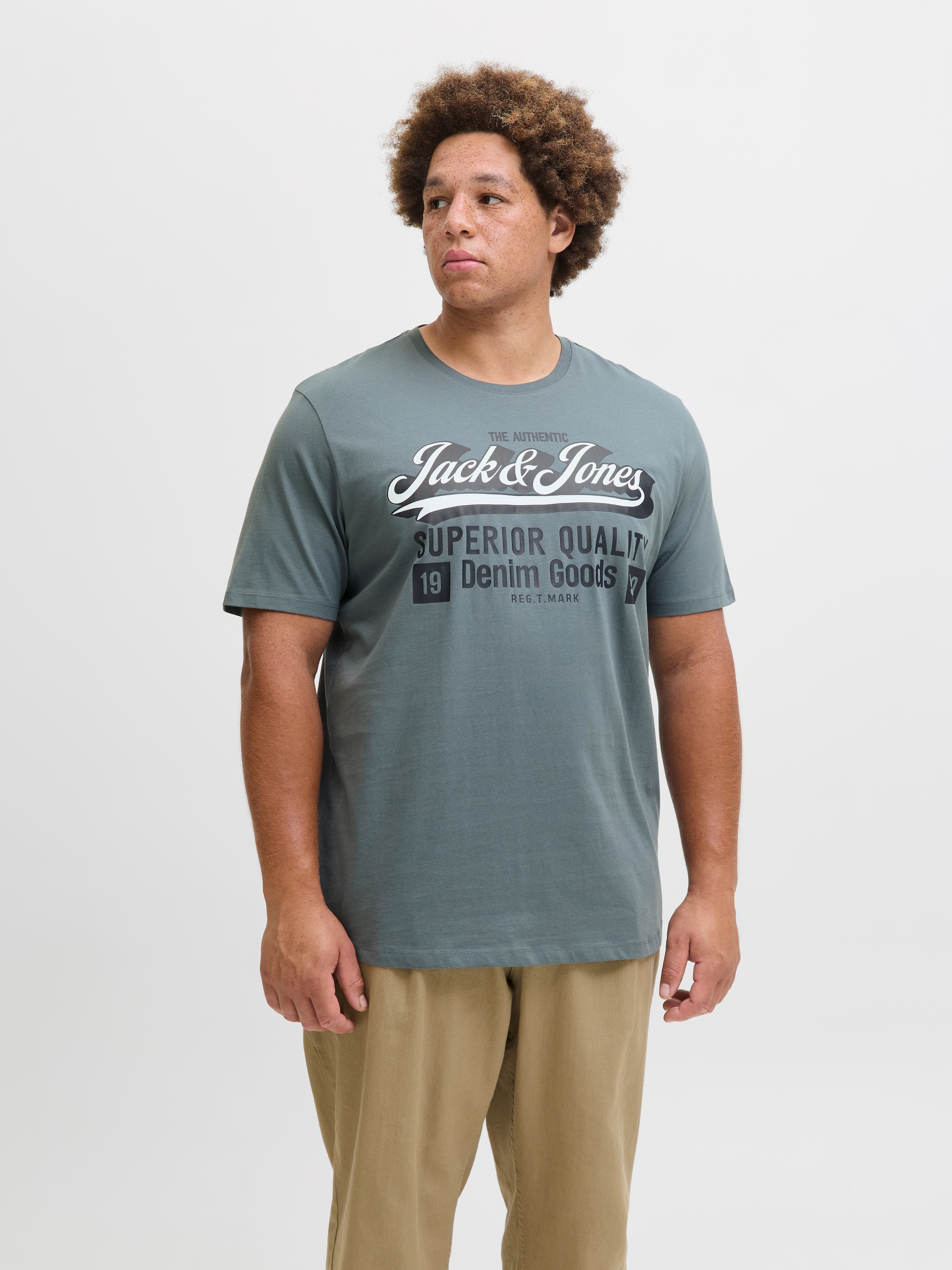 Jack & Jones PlusSize T-Shirt »JJELOGO TEE SS 2 COL AW25 3PK MP PLS«, (Packung, 3 tlg.)