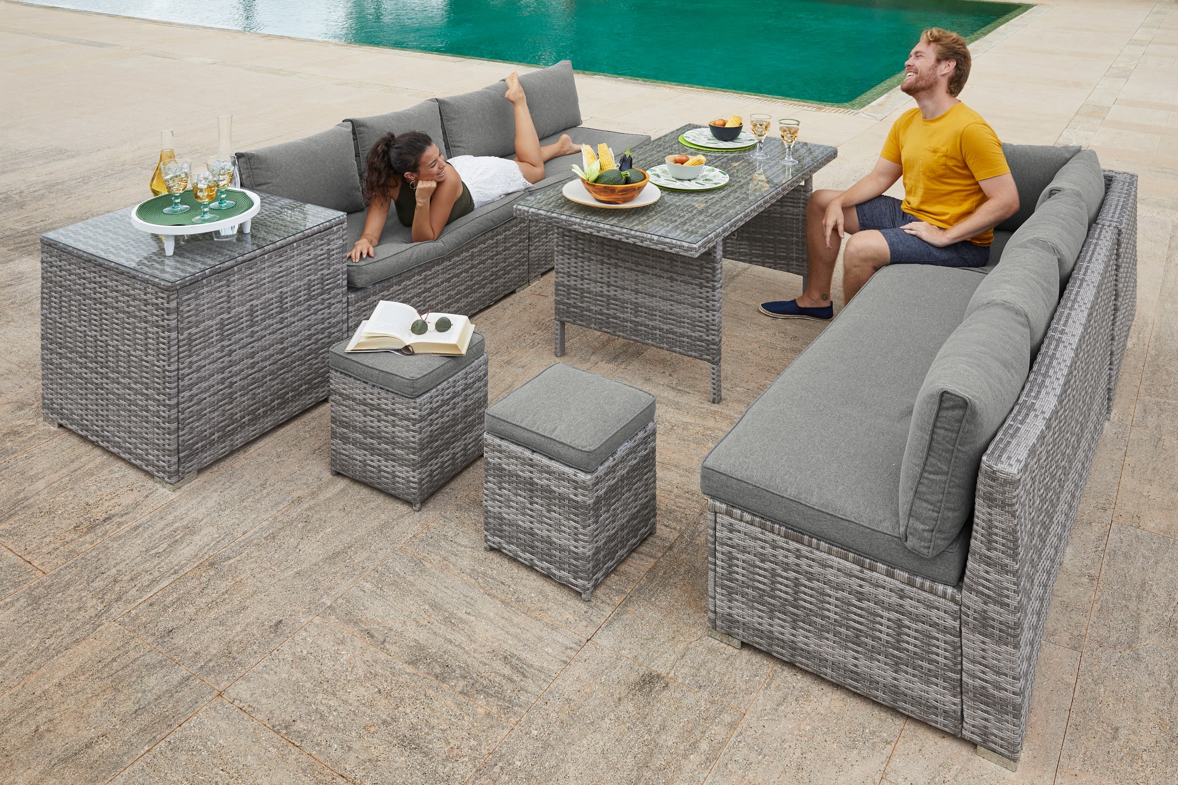 KONIFERA Gartenlounge-Set "Kalamos" Set, 3er-Sofa, 2x 2er Sofa, Ecksofa, 2x günstig online kaufen