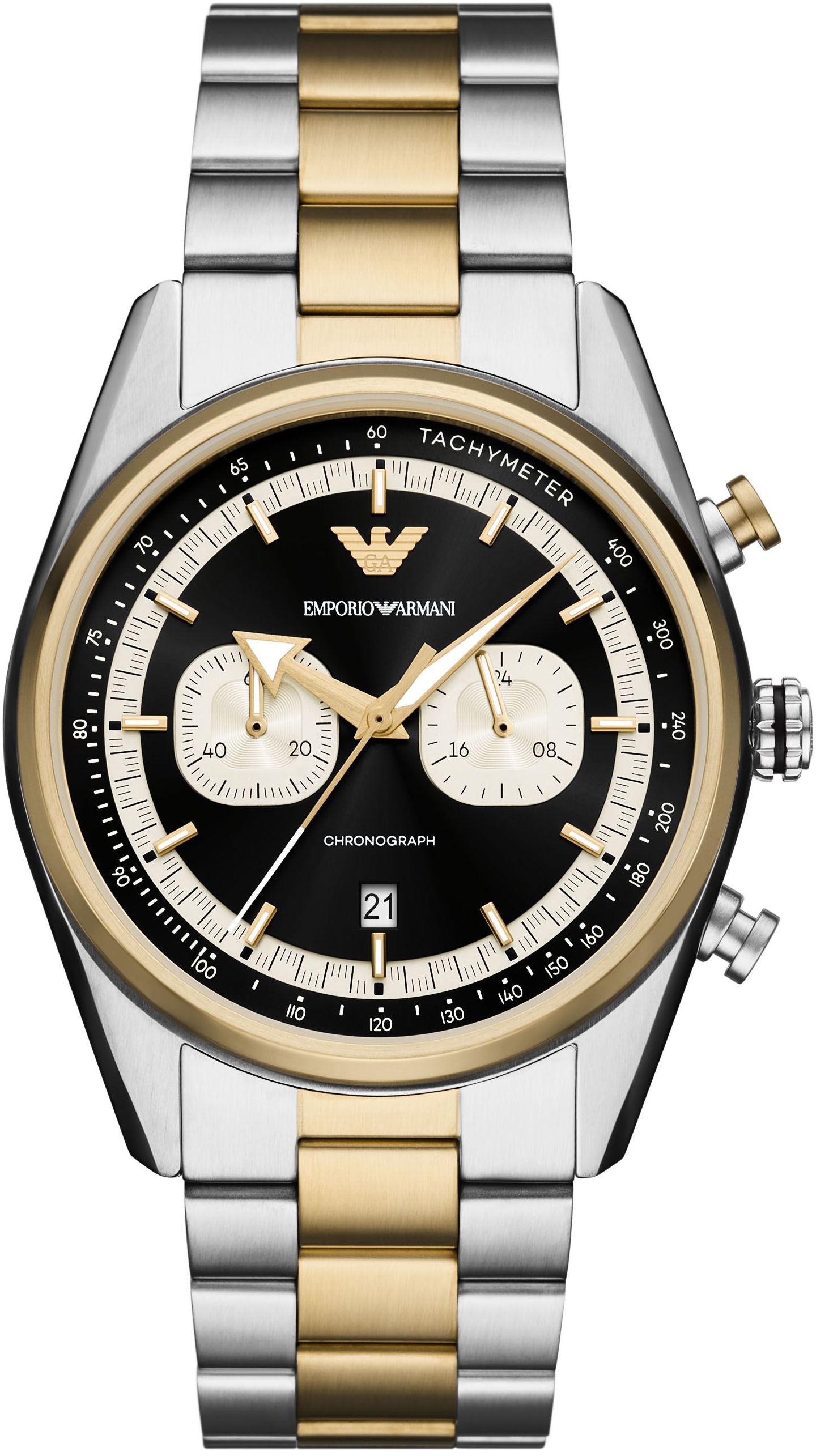 Emporio Armani Chronograph, Quarzuhr, Armbanduhr, Herrenuhr, Edelstahlarmband, analog, Tag