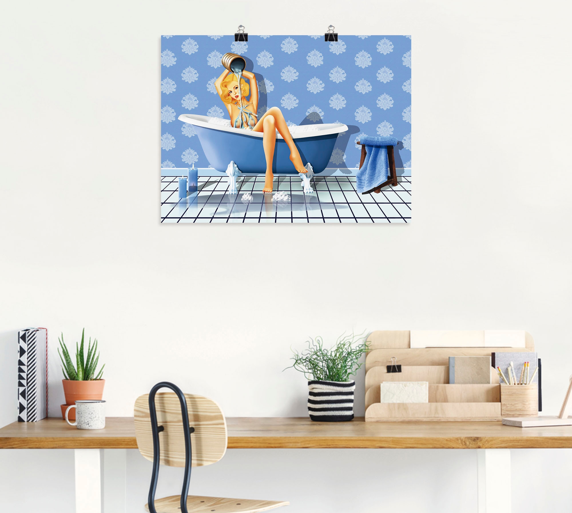 Artland Wandbild »Das sexy blaue Badezimmer«, Frau, (1 St.), als Leinwandbild, Poster, Wandaufkleber in verschied. Größen