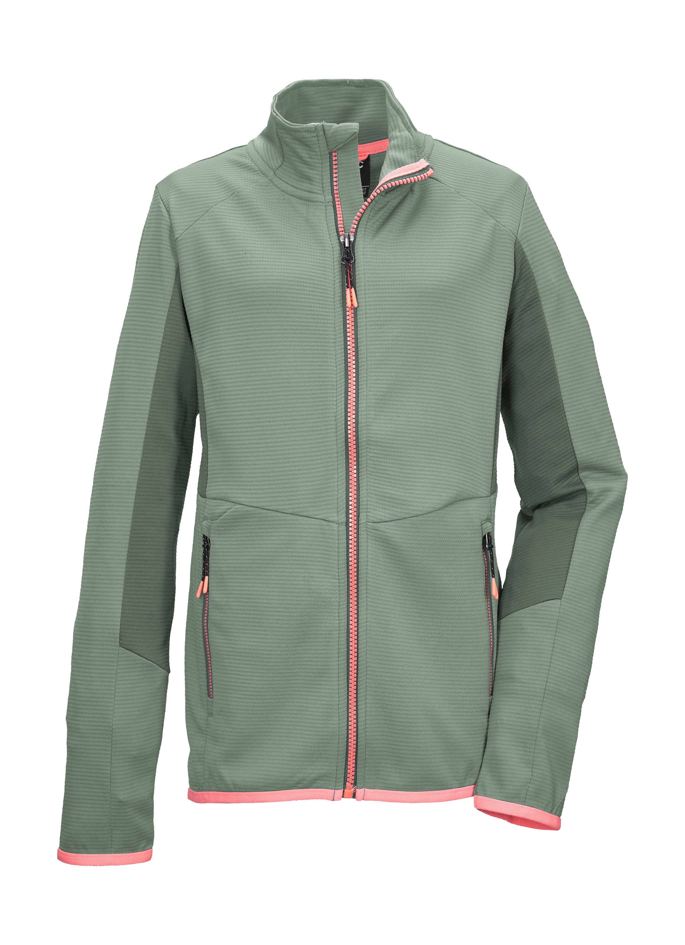 Strickjacke KILLTEC "KOS 151 GRLS FLX JCKT", Mädchen, Gr. 164, hellgrün, Obermaterial: 100% Polyester, Strickjacken Strickjacke, Leichte Powerstretchjacke, Colourblock, 2-Wege-Stretch, vielseitig