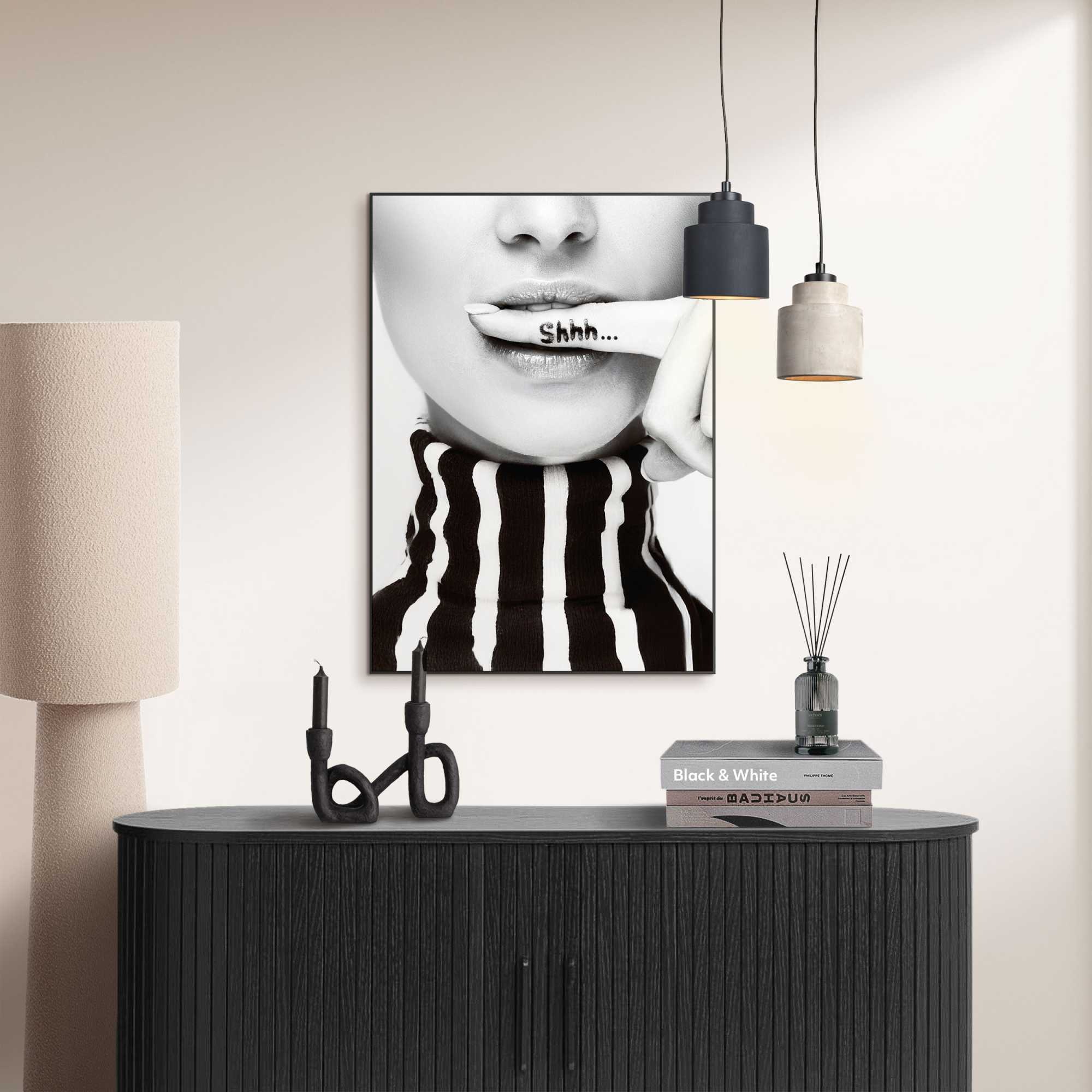 Reinders! Poster »Ssshhh!«, Home Office - Frau - Stille - Schwarz-Weiß - MDF - Menschen - 50x70 cm