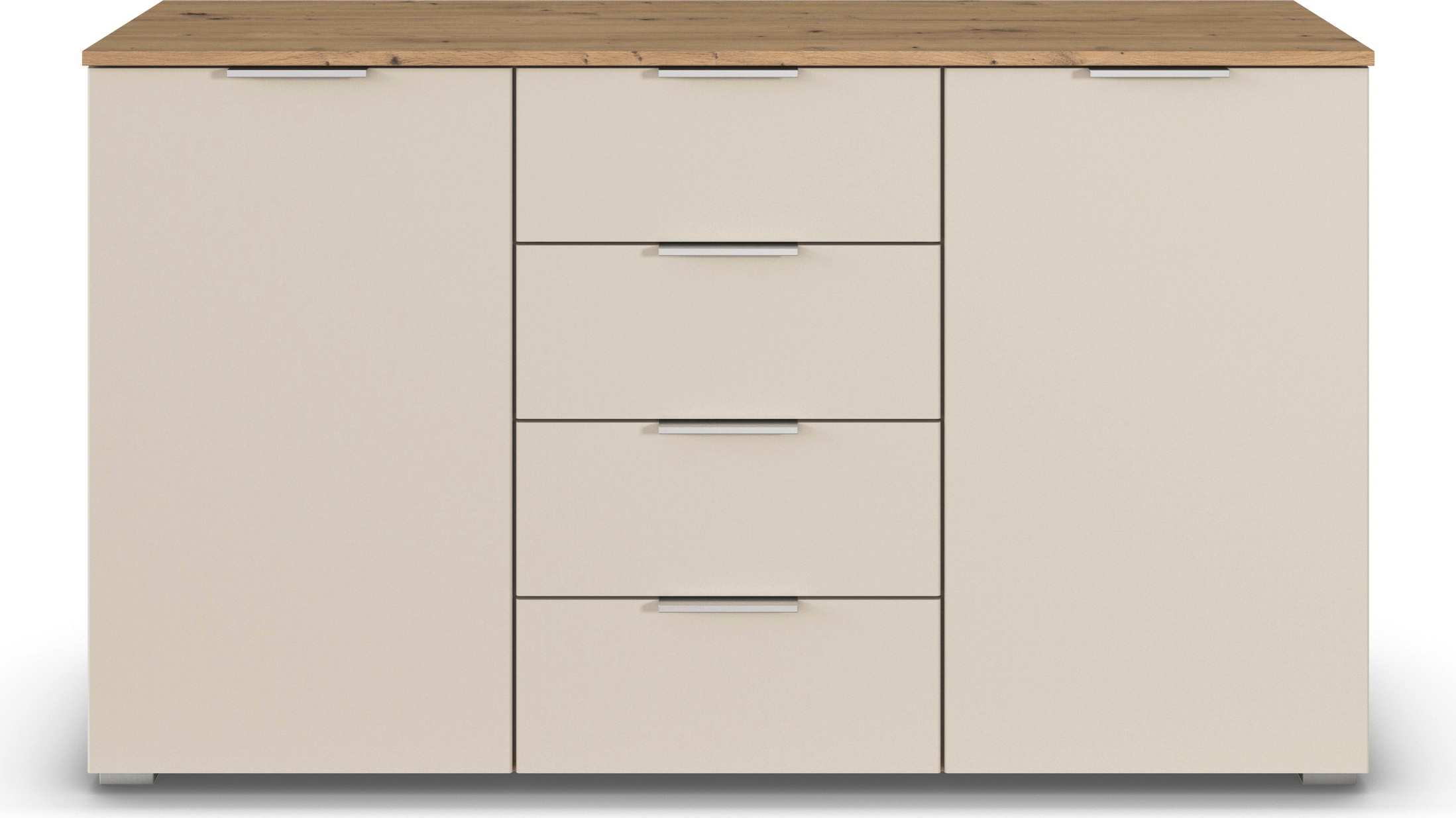 rauch Kommode »Sideboard Schubladenkommode AGORDO mit Dekor- oder Hochglanzfront«, mit 4 Schubkästen und 2 Türen sowie Metallgriffen MADE IN GERMANY