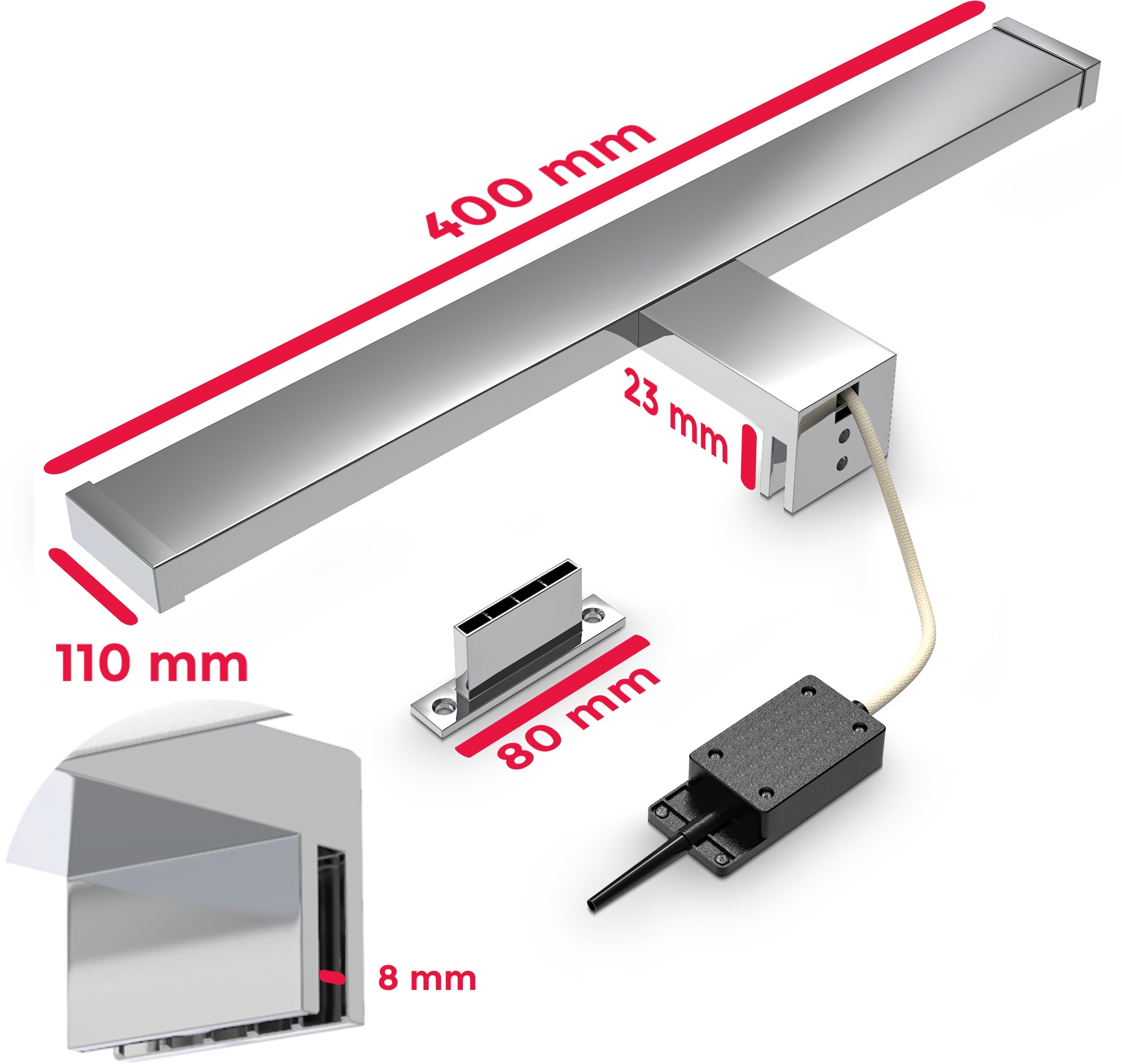 B.K.Licht Spiegelleuchte »BK_SP1230 LED Spiegellampe, Badlampe, Schminklicht, L: 40cm«, 1 flammig-flammig, 4.000 K neutralweißes Licht, 600 Lm, IP44