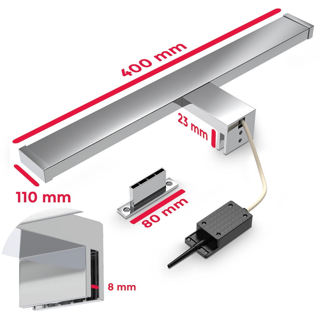 B.K.Licht Spiegelleuchte »BK_SP1230 LED Spiegellampe, Badlampe, Schminklicht, L: 40cm«, 1 flammig-flammig