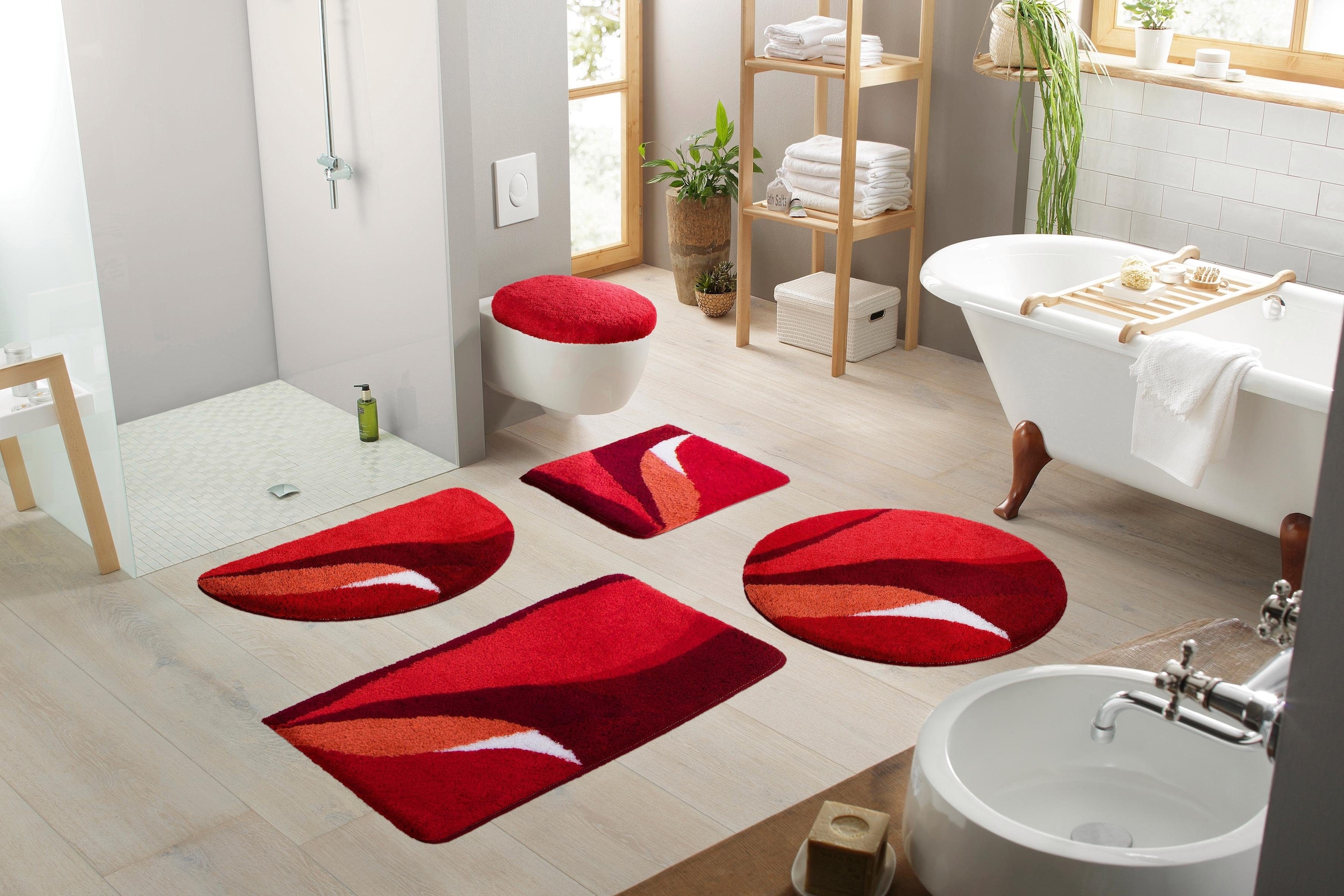 my home Badematte »Magnus, Badvorleger, Badezimmer Teppich«, rutschhemmend beschichtet, strapazierfähig-schnell trocknend, mehrfarbig, Badteppich, Badematten auch als 2 teiliges Set & rund