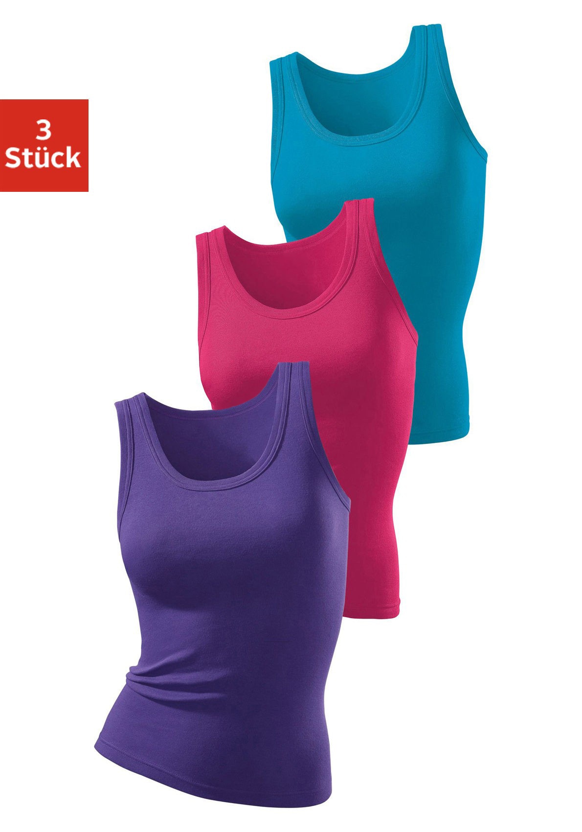 H.I.S Tanktop 3er-Pack, aus luftiger Rippqualität aus Baumwolle