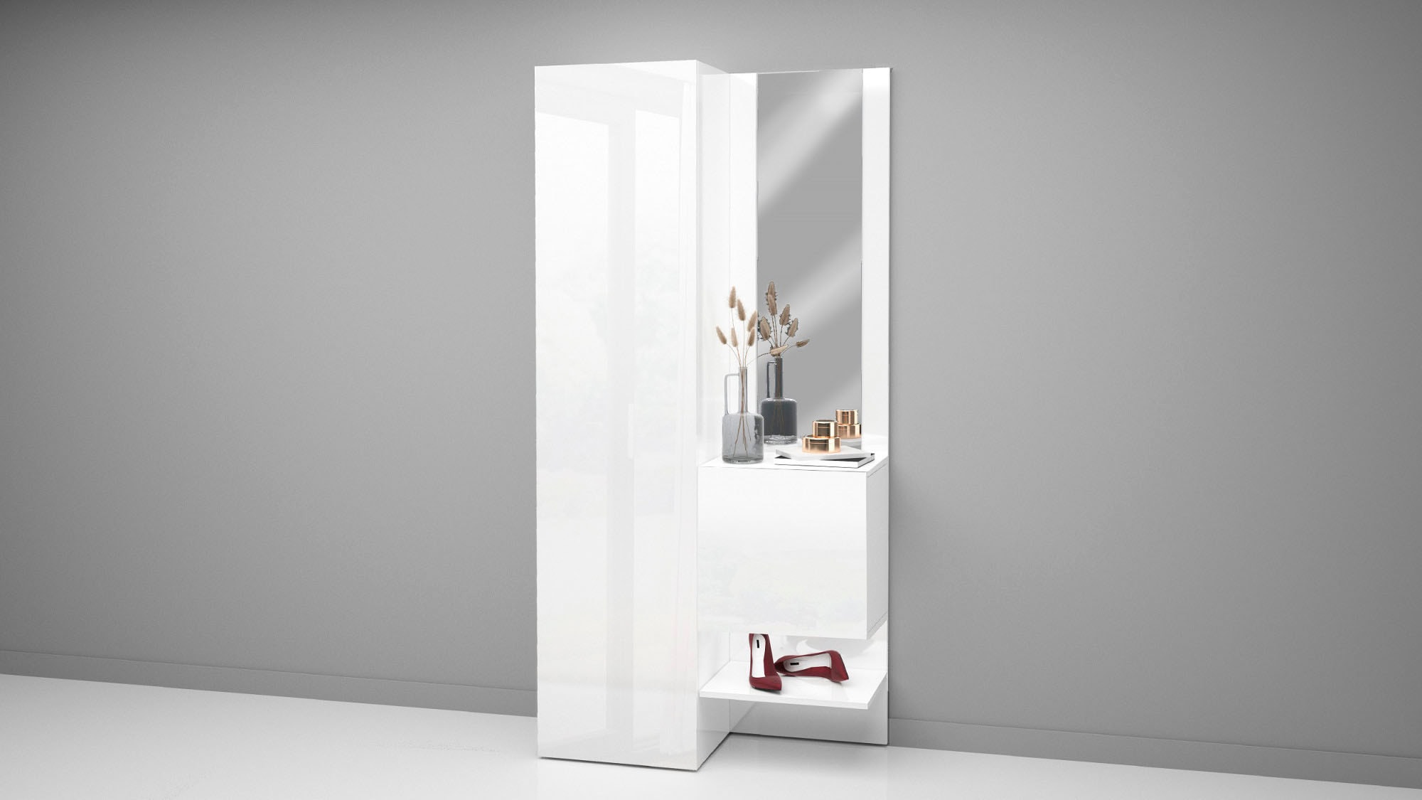 Tecnos Garderoben-Set »Kompakt«, set: bestellen St., | und Schuhfach mit BAUR (2 2-er Ablage) Schuhschrank,kleiner großer Spiegel