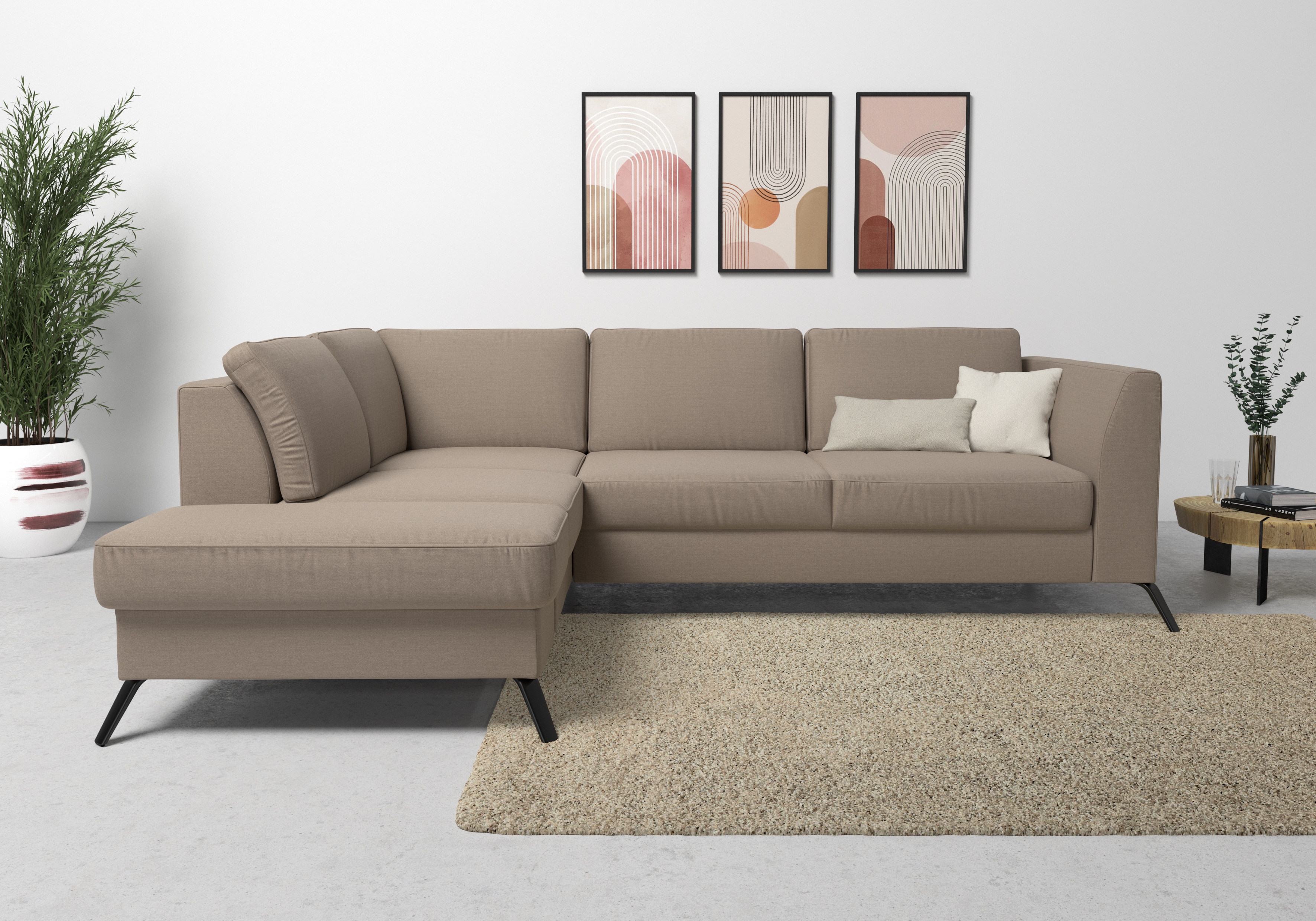 sit&more Ecksofa "Olsen L-Form" inklusive Sitztiefenverstellung, optional Schlaffunktion, 15cm hoch