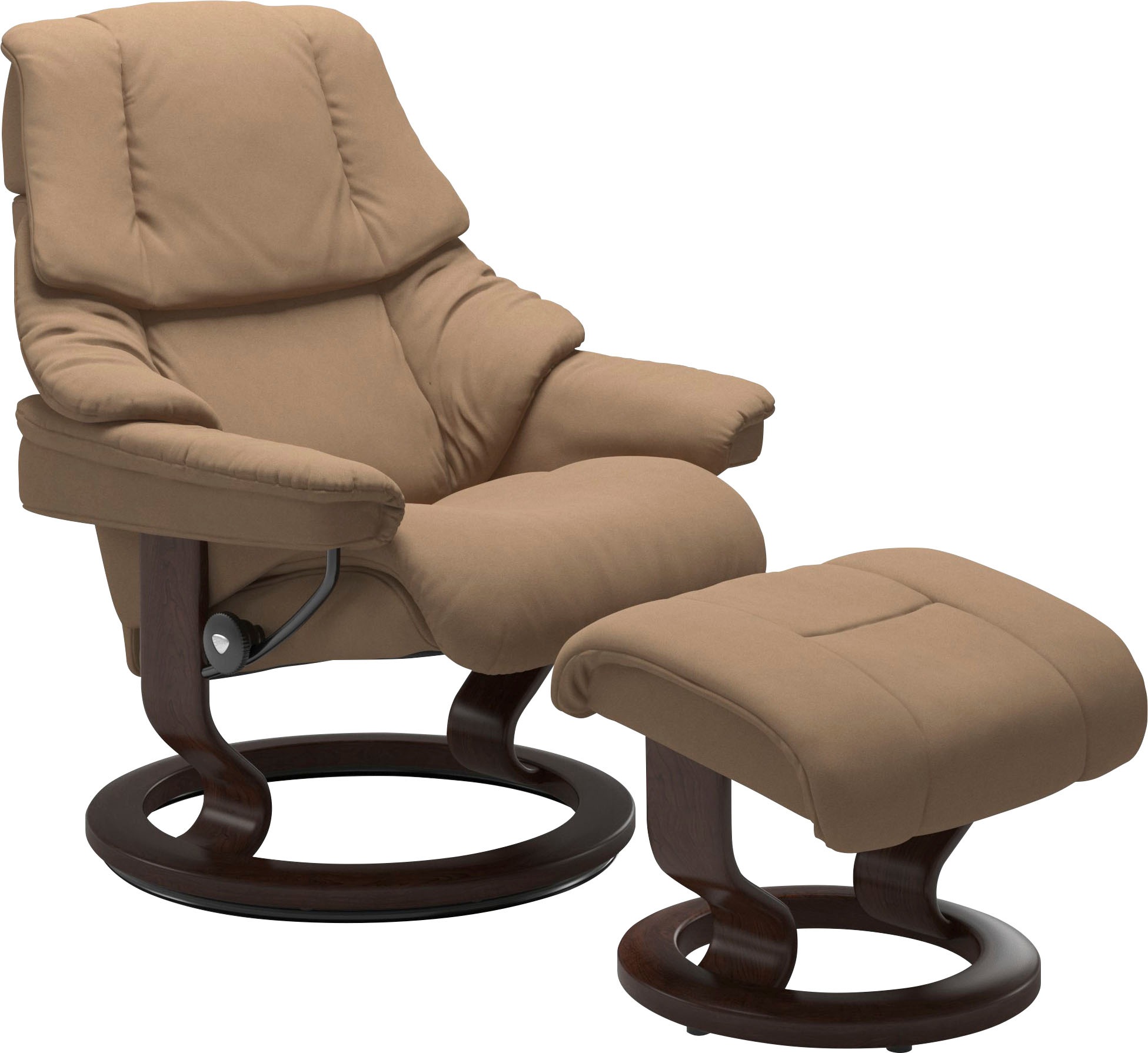Stressless® Relaxsessel »Reno«, (Set, Relaxsessel mit Hocker), mit Hocker, mit Classic Base, Größe S, M & L, Gestell Braun