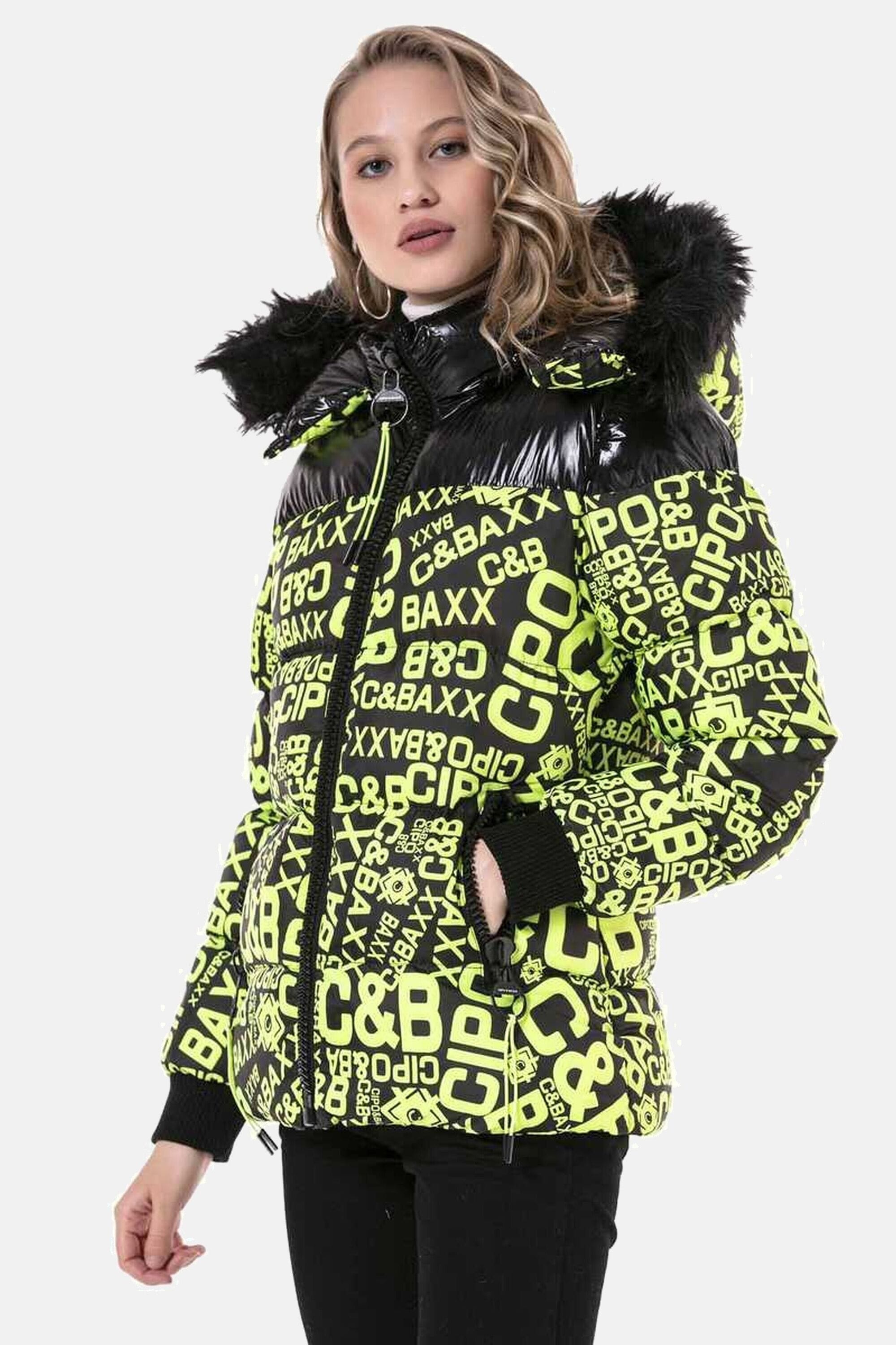 Cipo & Baxx Winterjacke »Jacken«, mit Kapuze, mit modischem Allover-Print, WM129