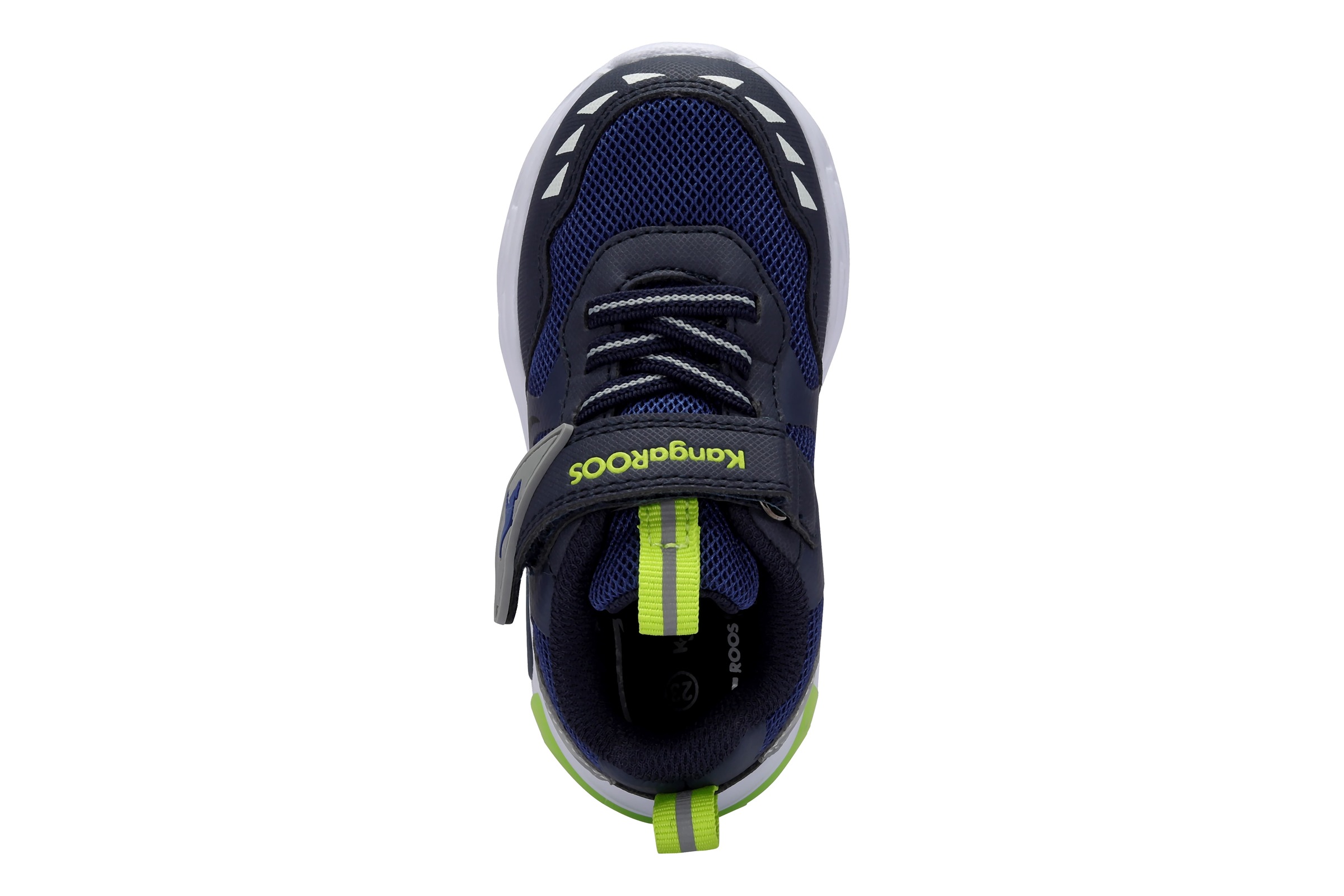 Sneaker KANGAROOS "K-SLB HAI EV", Damen, Gr. 32, dk navy, lime, Mesh, Synthetik, Schuhe Sneaker, Blinkschuh 3