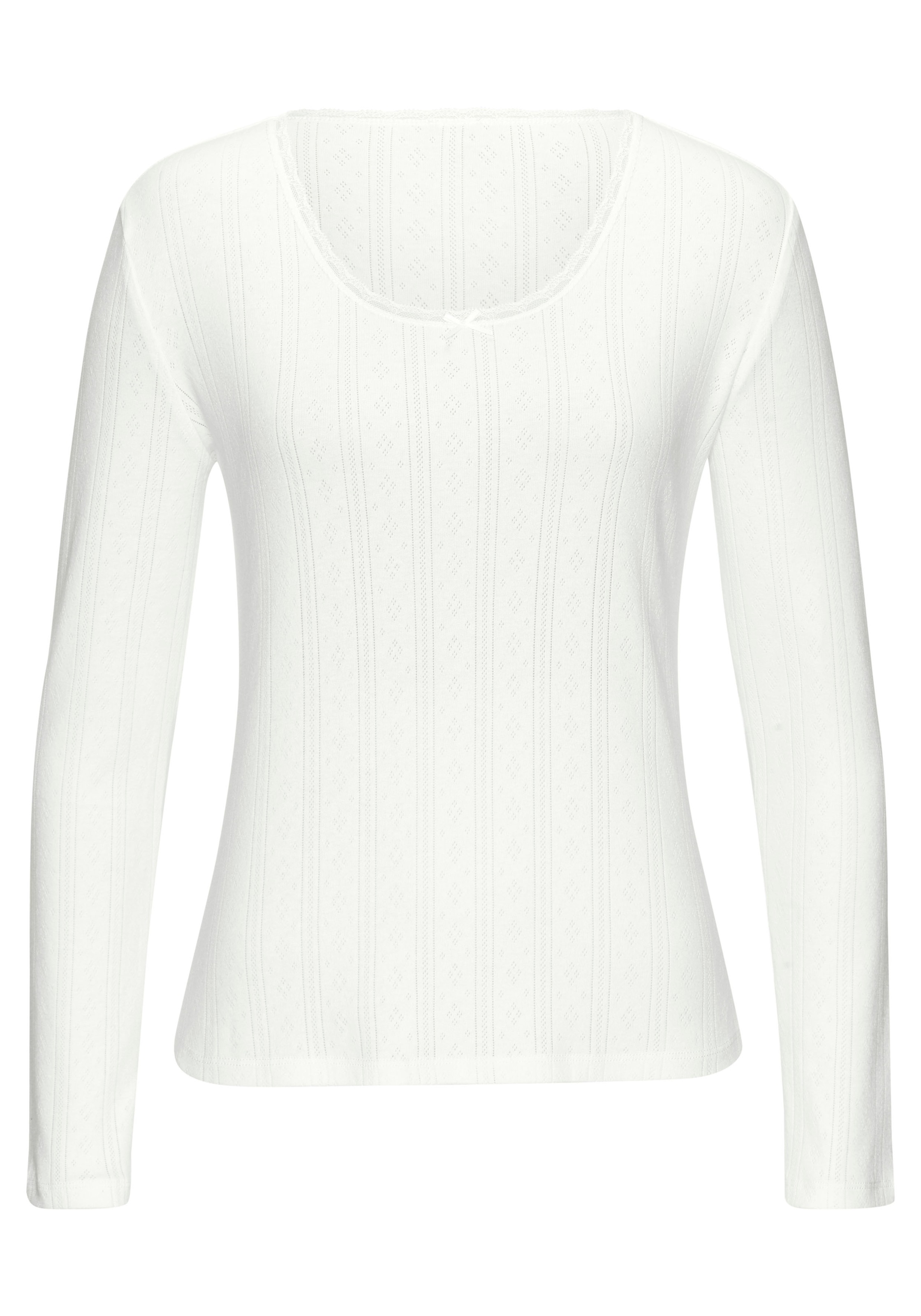 Vivance Langarmshirt 2er-Pack,  aus feiner Pointelle-Ware mit Spitze, reine Baumwolle