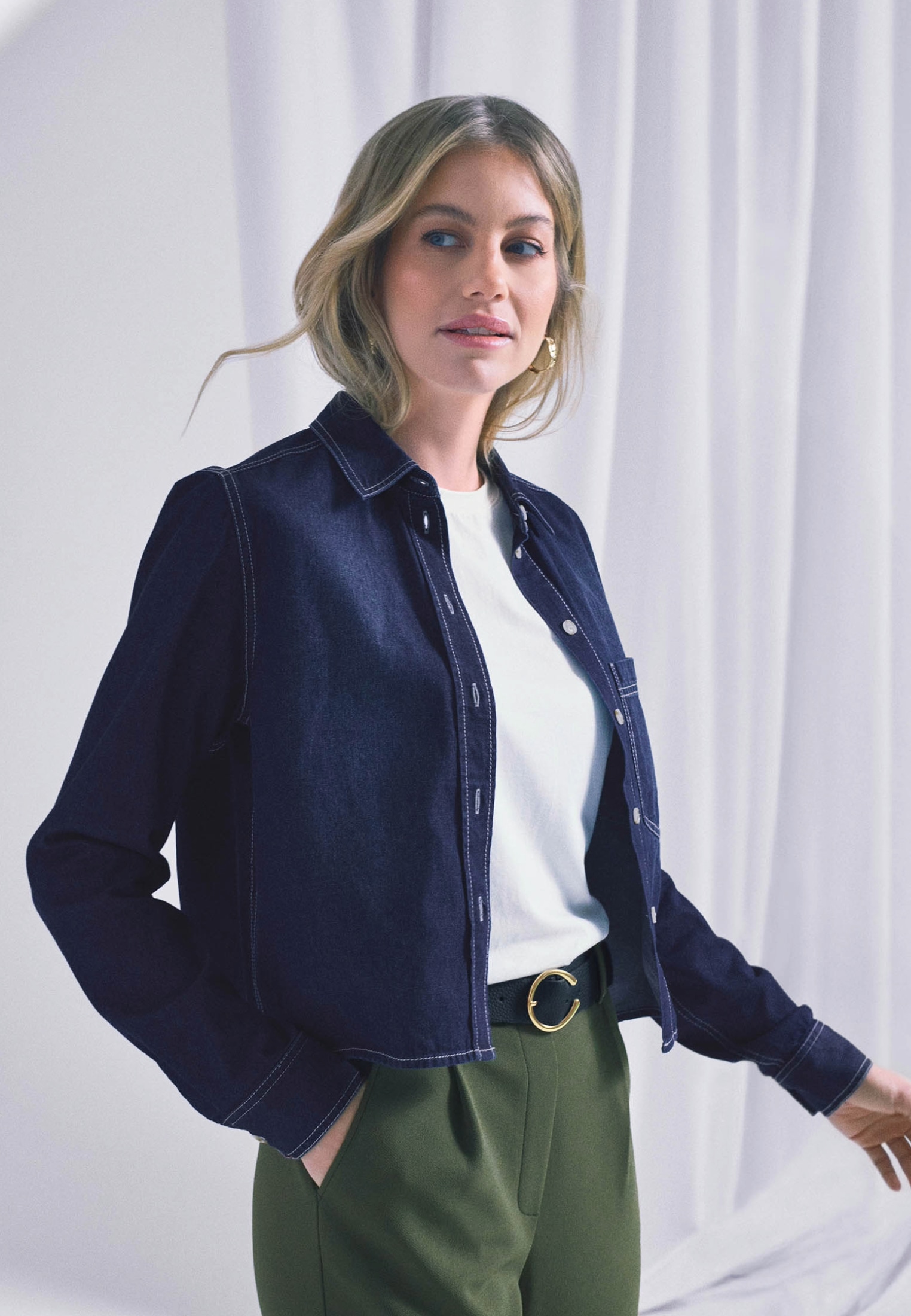 Zero Jeansbluse »zero Jeansbluse mit Knopfleiste«