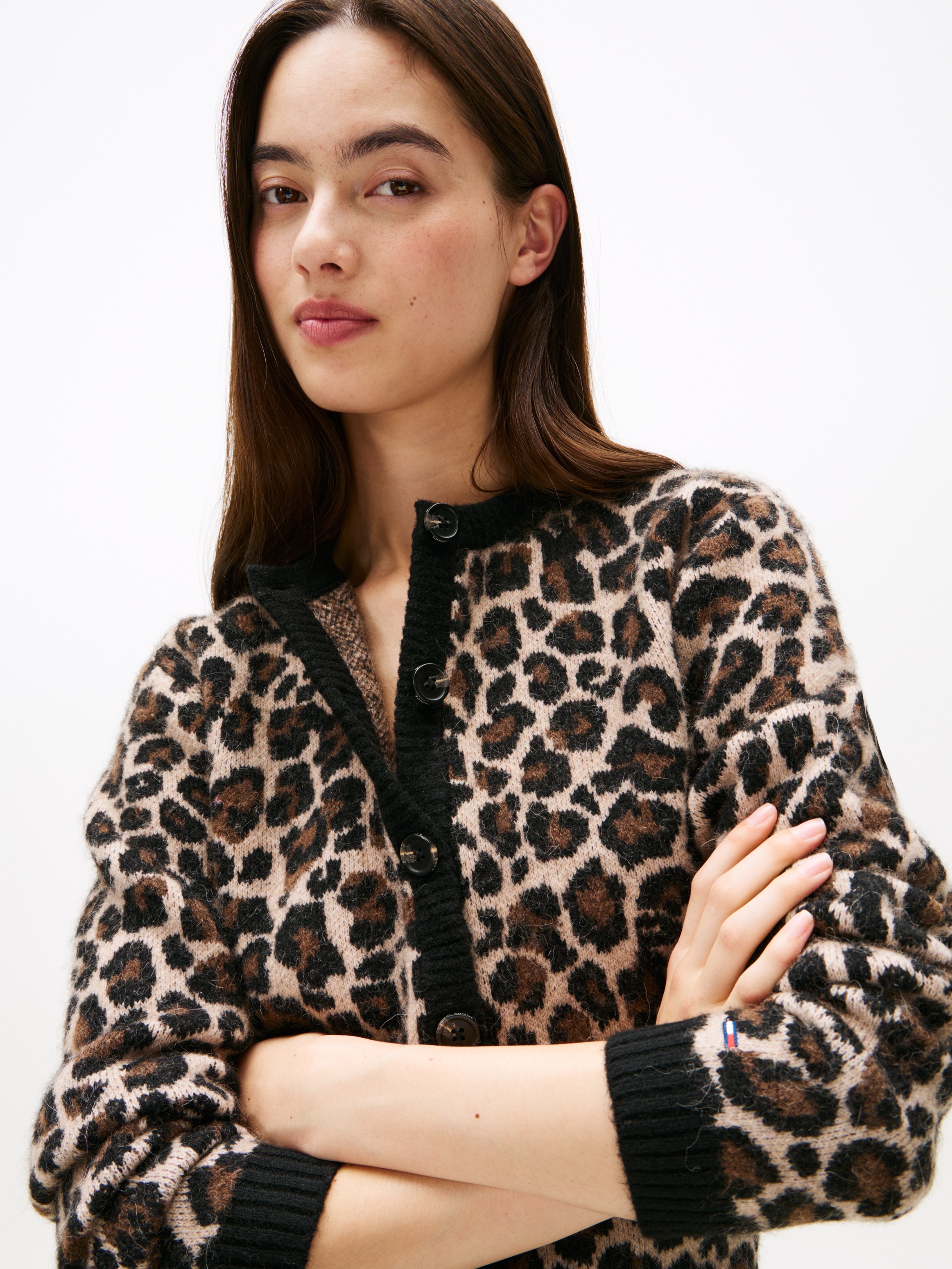 Tommy Jeans Strickjacke "TJW LEOPARD CARDIGAN", mit Leo Strickmuster günstig online kaufen