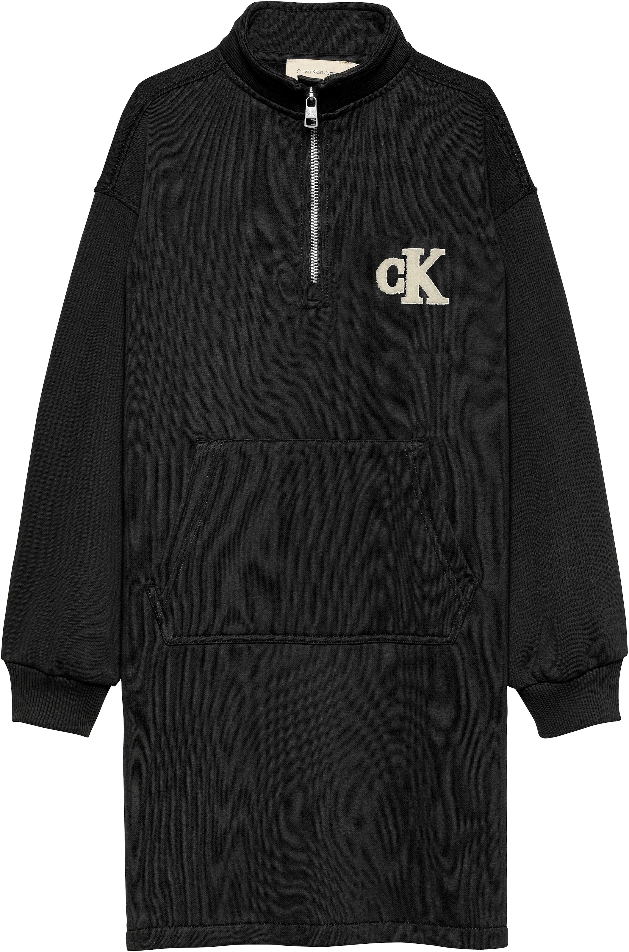 Calvin Klein Jeans Sweatkleid »Teddy Monogram Zip Fleece Dress«, für Kinder bis 16 Jahre und mit Logopatch